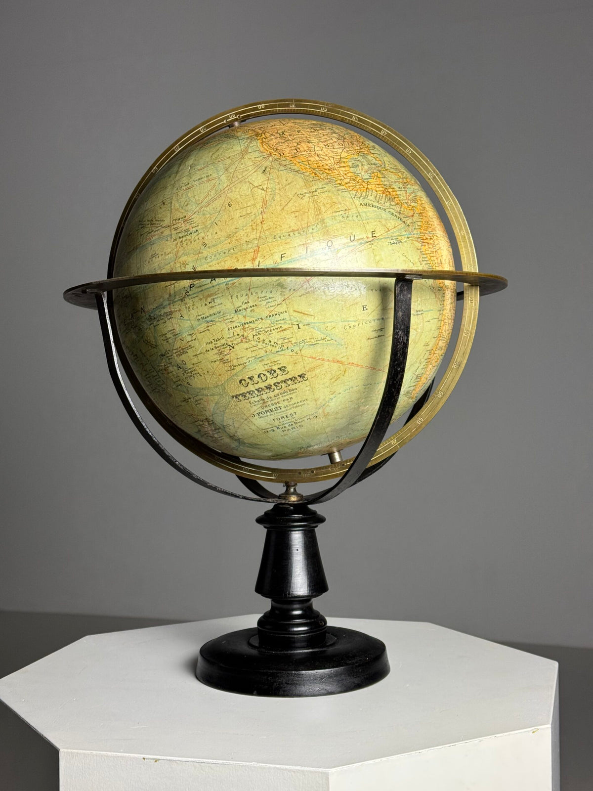 Globe by J. Forest, Paris, c. 1900 to 1910, on Original Stand, photo 7