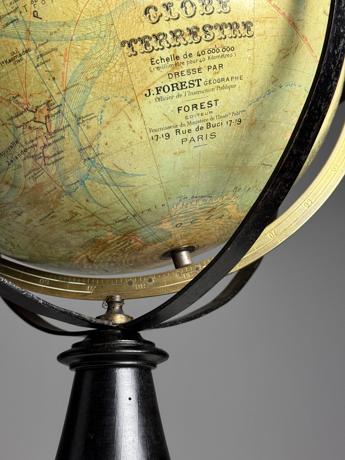 Globe by J. Forest, Paris, c. 1900 to 1910, on Original Stand, photo 15