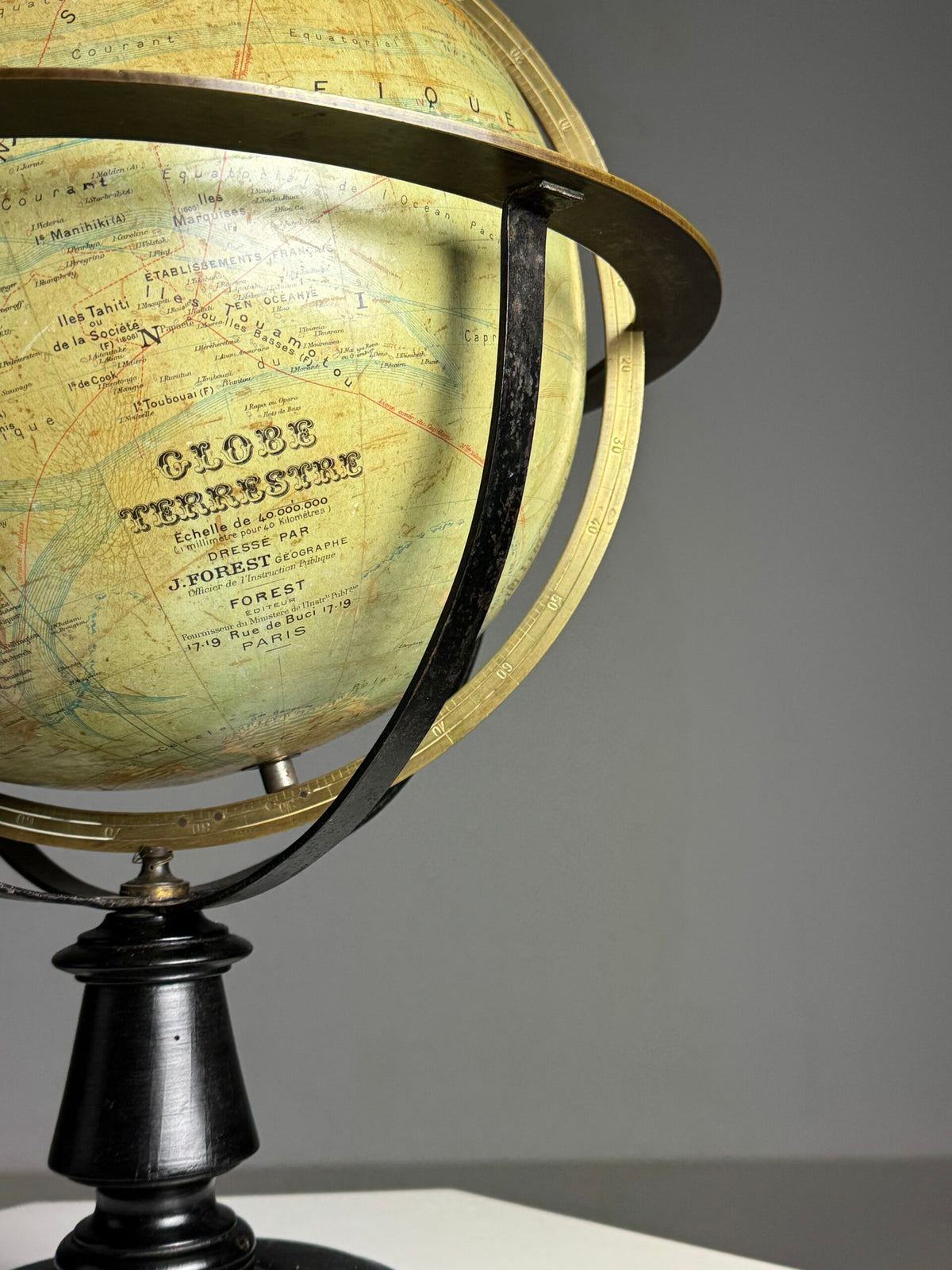 Globe by J. Forest, Paris, c. 1900 to 1910, on Original Stand, photo 17