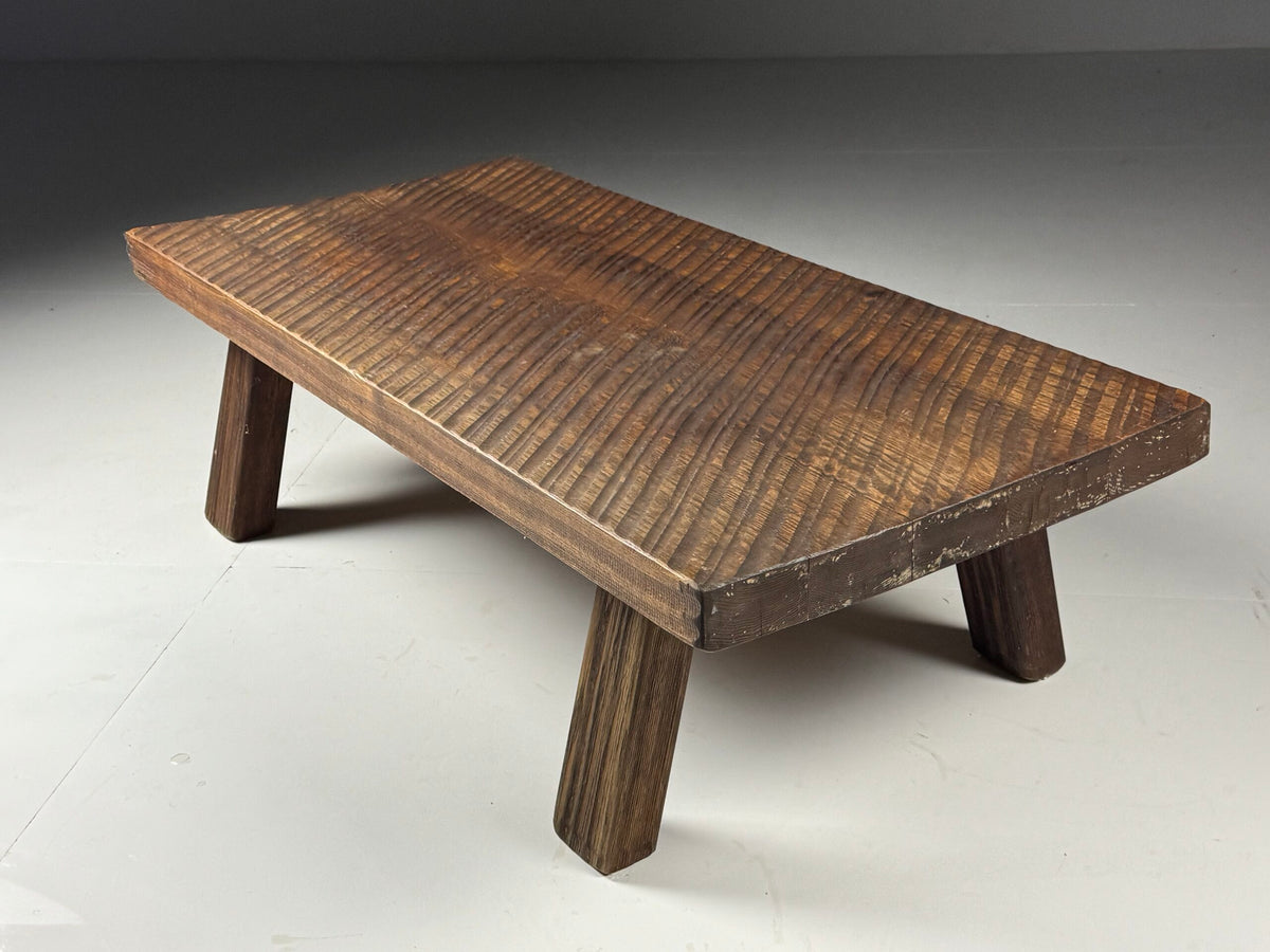 Brutalist Solid Oak Coffee Table, Netherlands, 1970s, photo 1