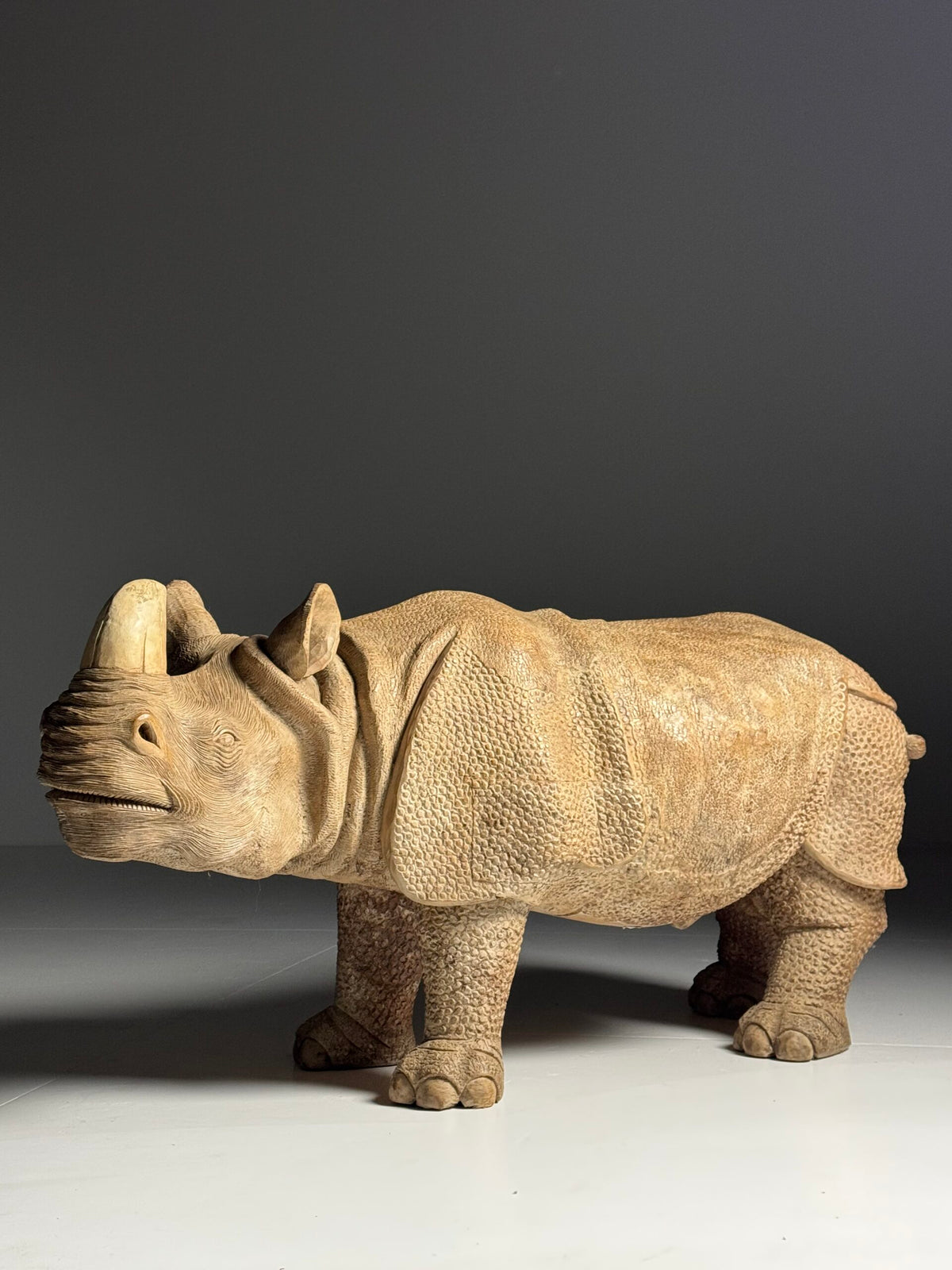 Hand Carved Asian Rhinoceros and Calf, South East Asia, c. 1960, photo 29