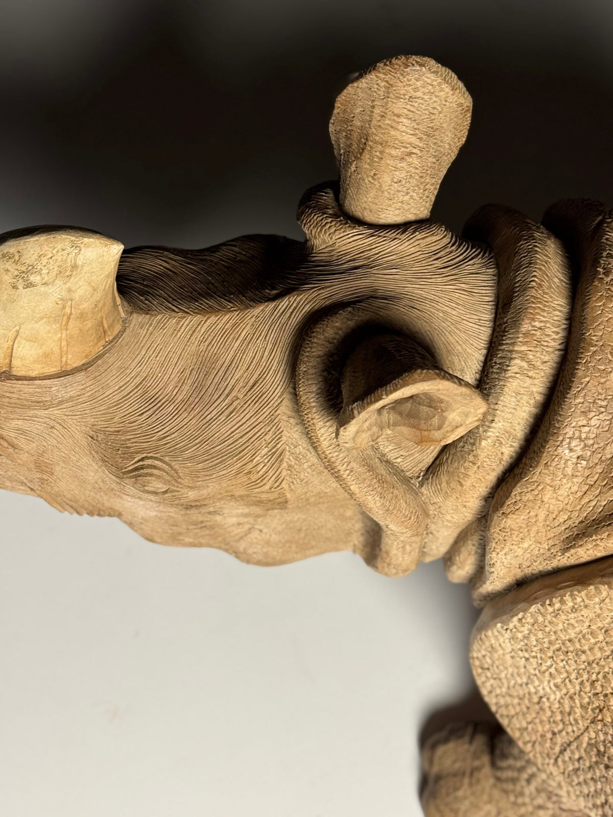 Hand Carved Asian Rhinoceros and Calf, South East Asia, c. 1960, photo 24