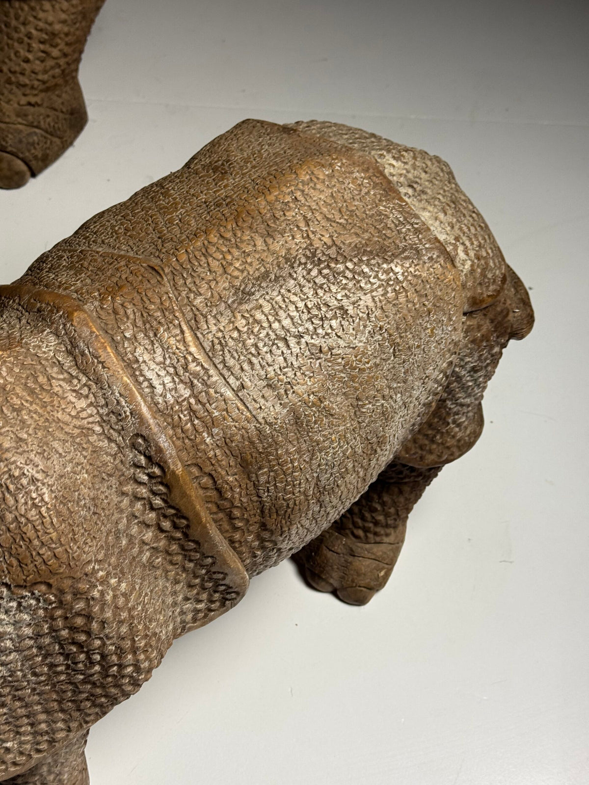Hand Carved Asian Rhinoceros and Calf, South East Asia, c. 1960, photo 10