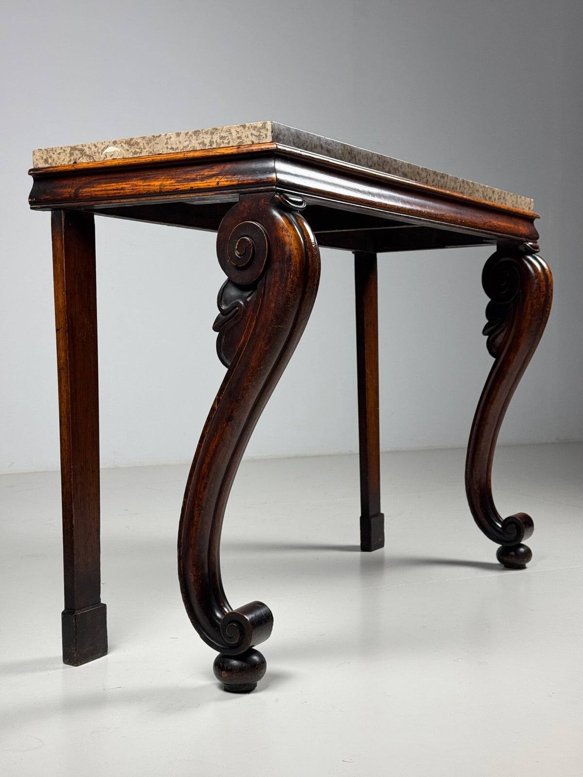 English Mahogany Console Table with Marble Top, 19th Century, photo 2