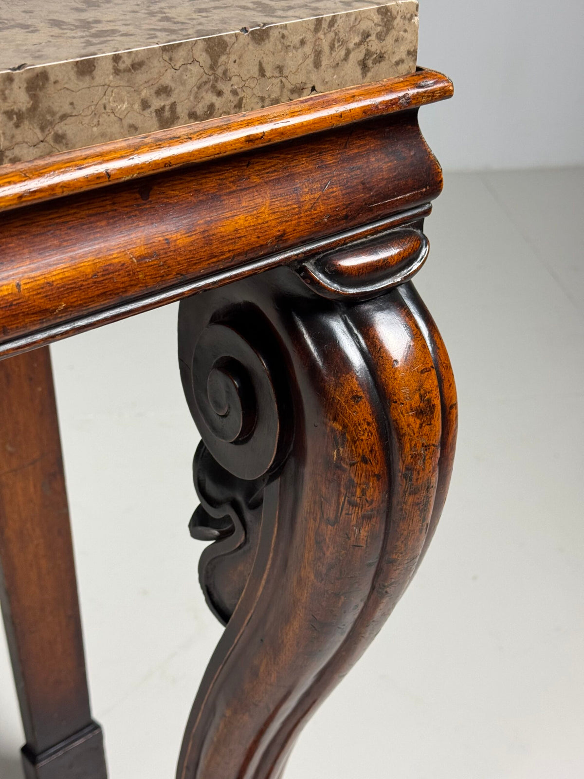 English Mahogany Console Table with Marble Top, 19th Century, photo 4