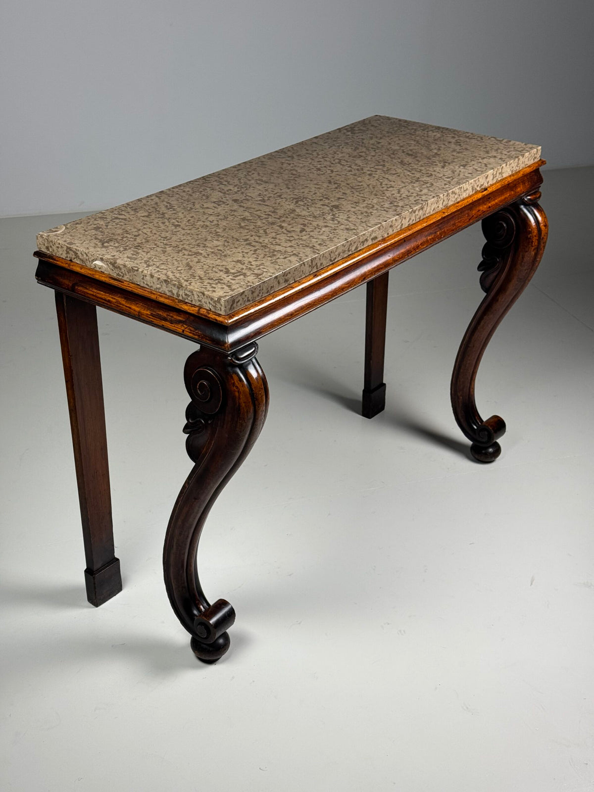 English Mahogany Console Table with Marble Top, 19th Century, photo 13