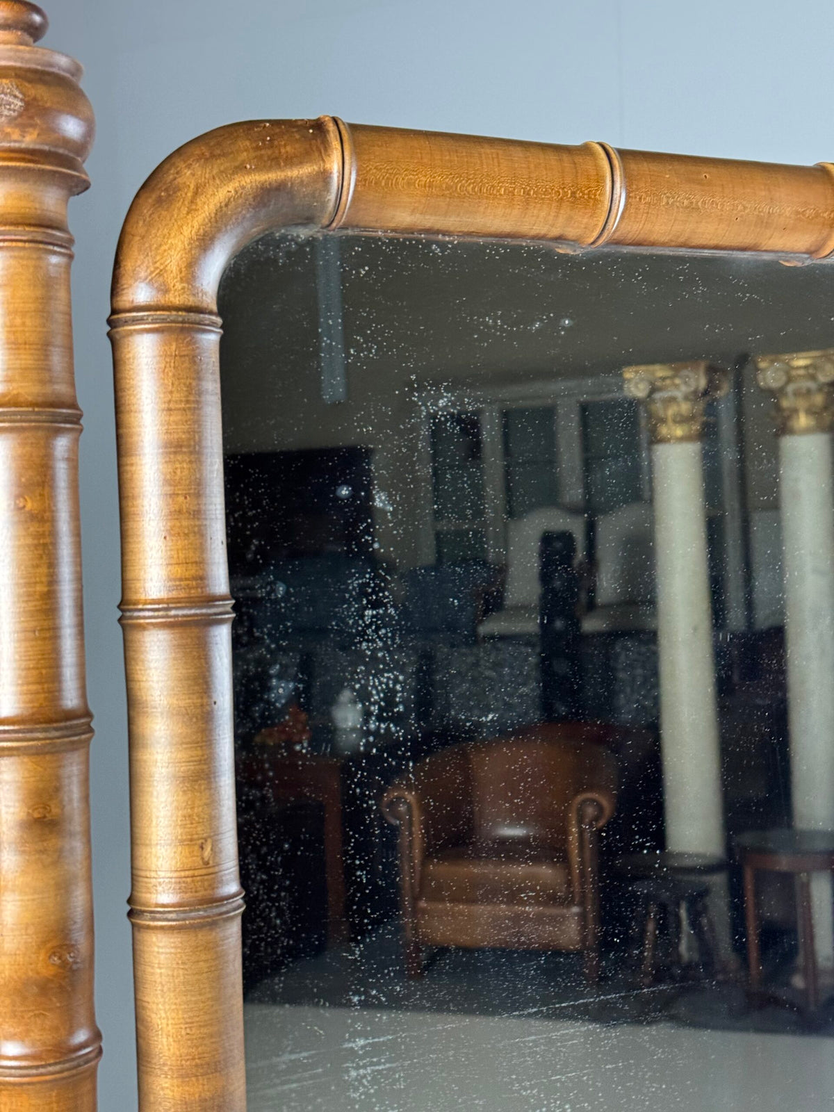 French Faux Bamboo Cheval Mirror, c. 1900, photo 23