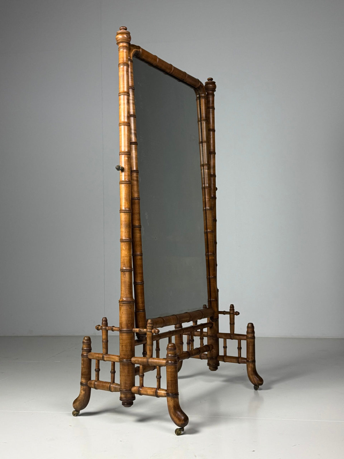 French Faux Bamboo Cheval Mirror, c. 1900, photo 20