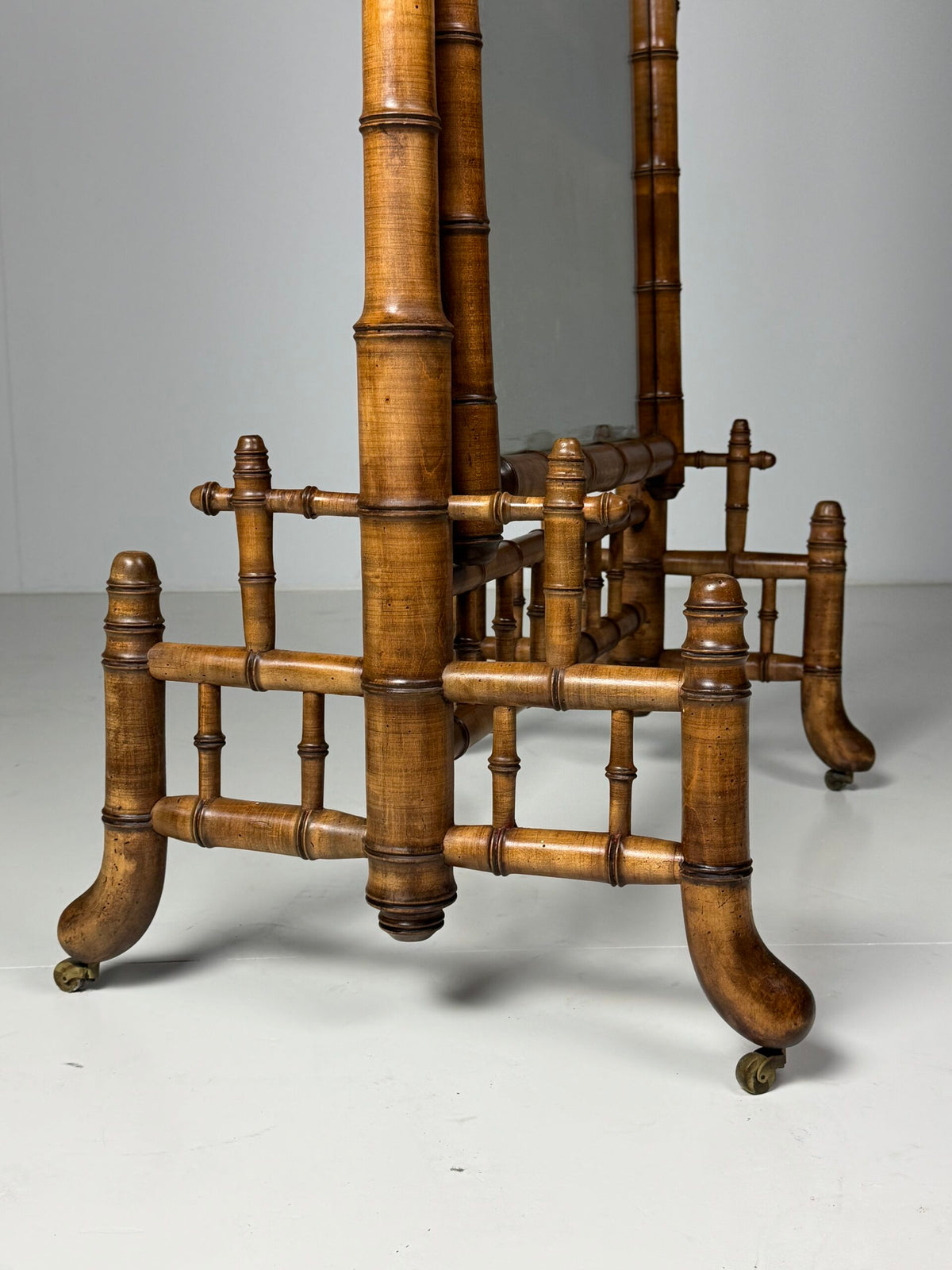 French Faux Bamboo Cheval Mirror, c. 1900, photo 21