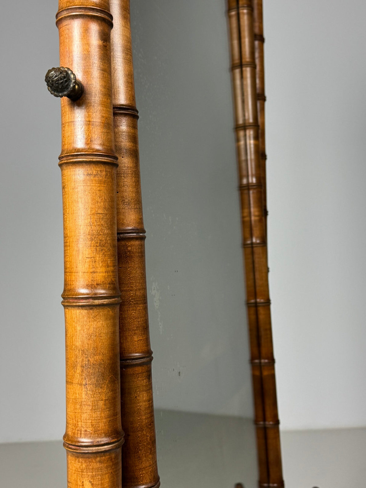 French Faux Bamboo Cheval Mirror, c. 1900, photo 22