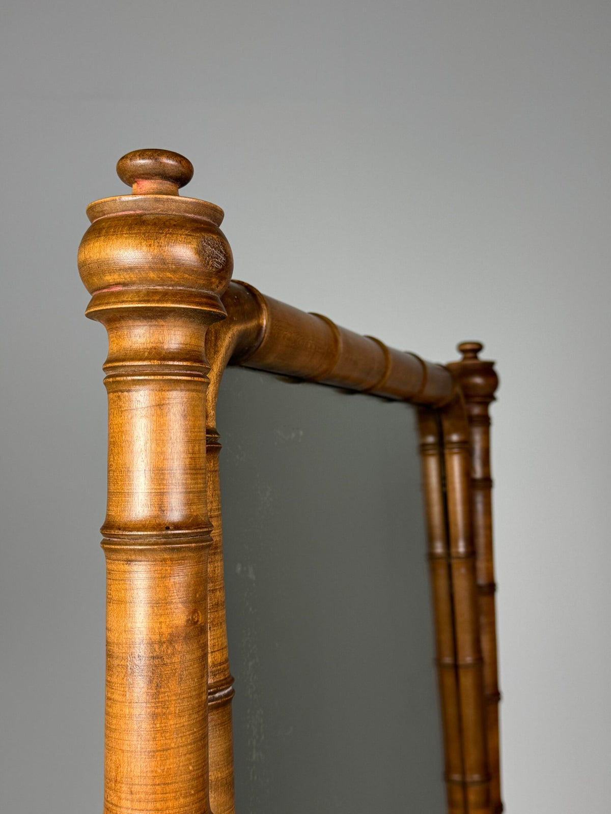 French Faux Bamboo Cheval Mirror, c. 1900, photo 14