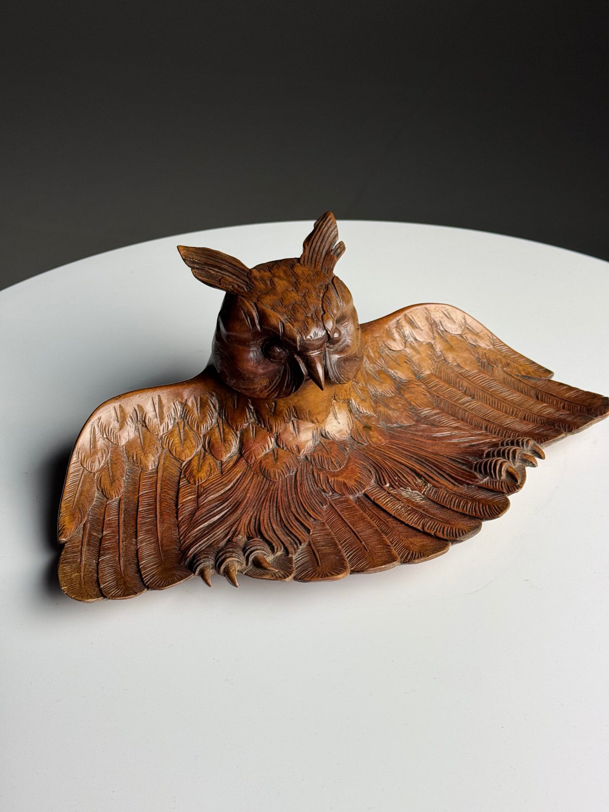 Black Forest Owl Inkwell, Carved Linden Wood, 1918, photo 3