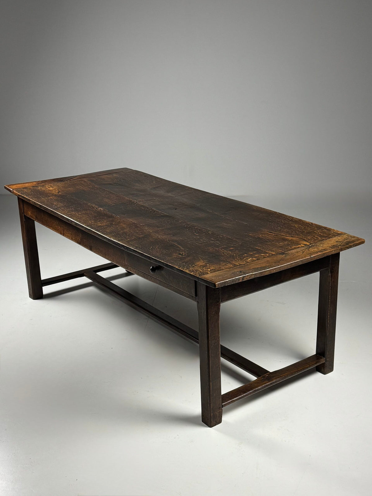 French Antique Oak Farmhouse Table with Two Plank Top, 18th Century, photo 26
