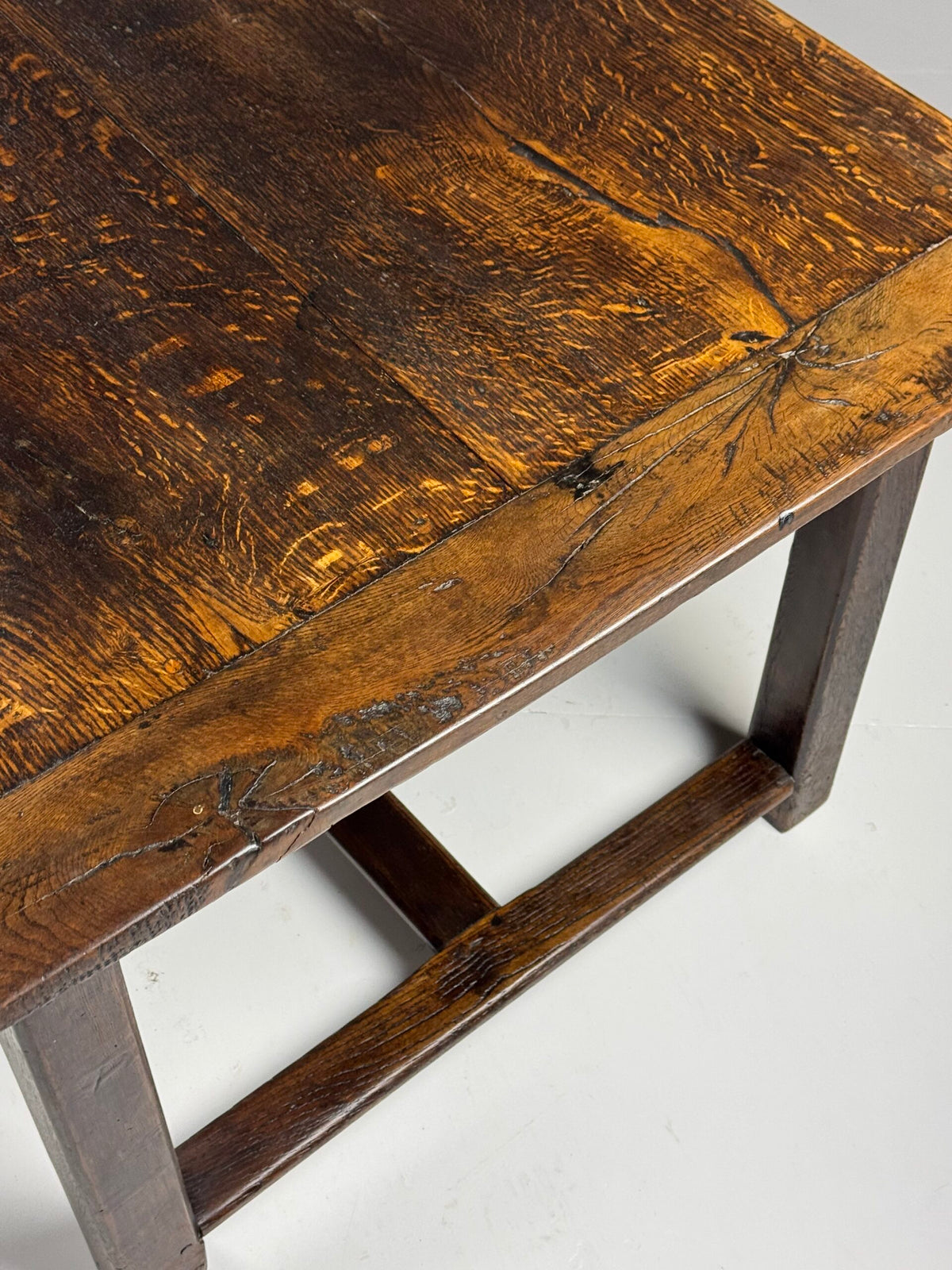 French Antique Oak Farmhouse Table with Two Plank Top, 18th Century, photo 25