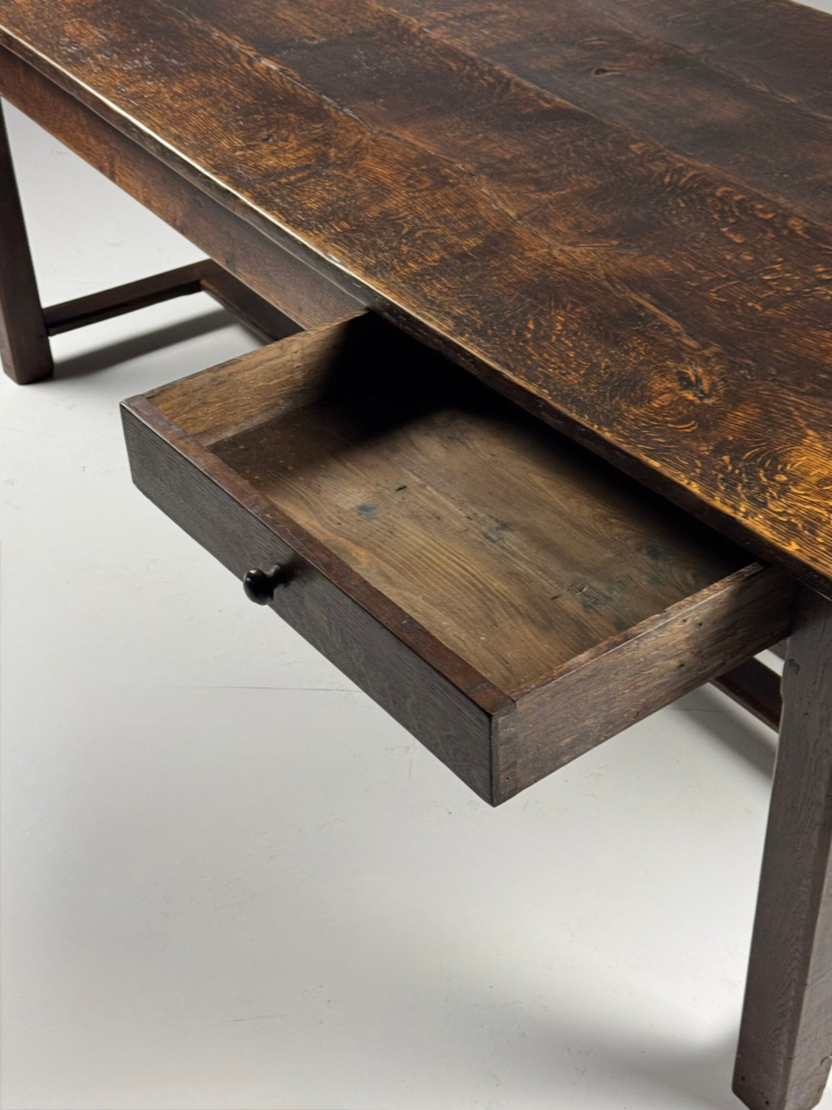 French Antique Oak Farmhouse Table with Two Plank Top, 18th Century, photo 17