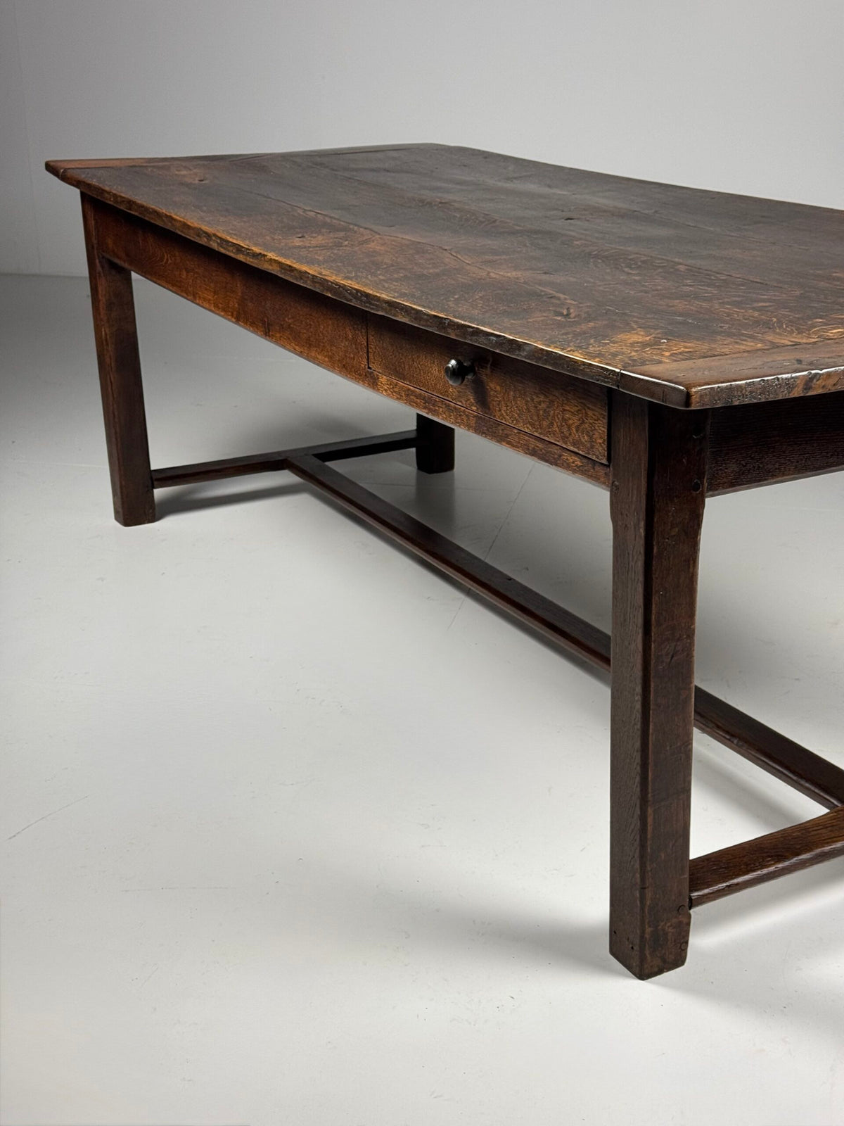 French Antique Oak Farmhouse Table with Two Plank Top, 18th Century, photo 7