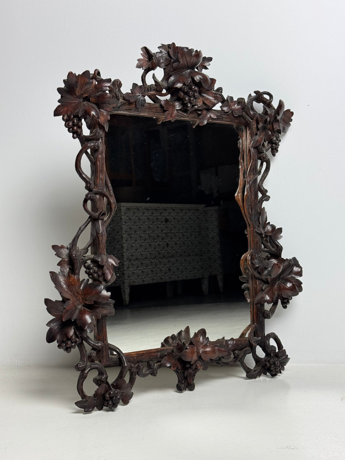 Hand Carved Black Forest Mirror, Germany c. 1900, photo 10