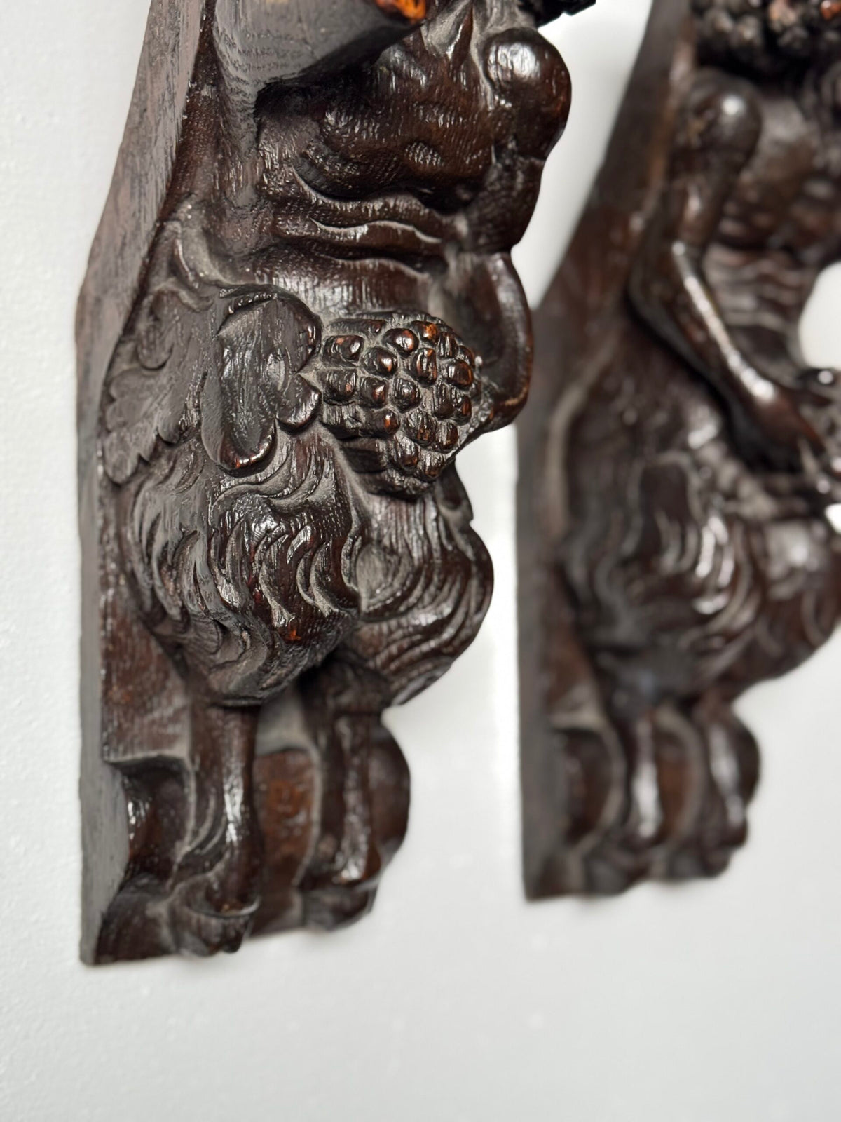 Pair of Hand Carved Wooden Satyrs, 17th or 18th Century, photo 10
