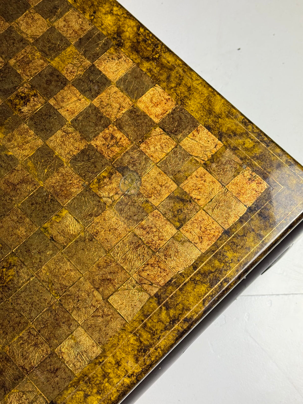 Square Asian Vintage Coffee Table with Chessboard Top, photo 4