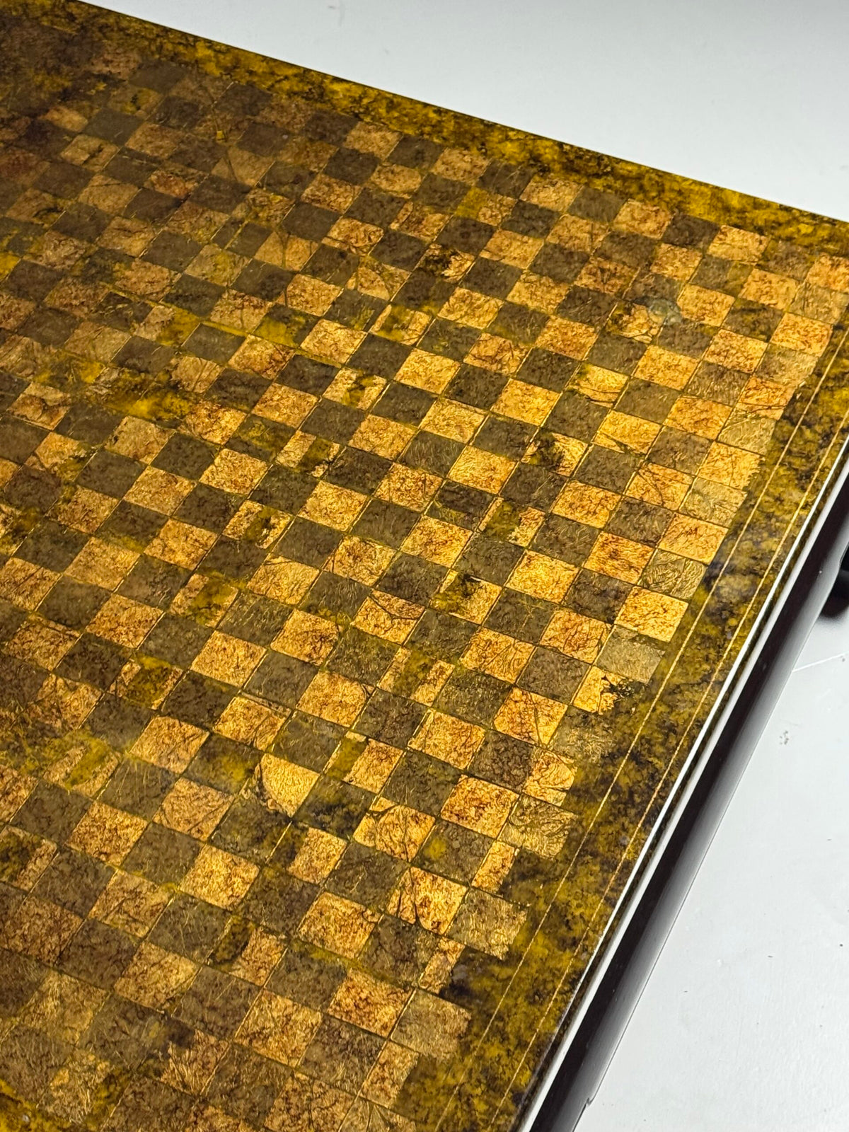Square Asian Vintage Coffee Table with Chessboard Top, photo 8