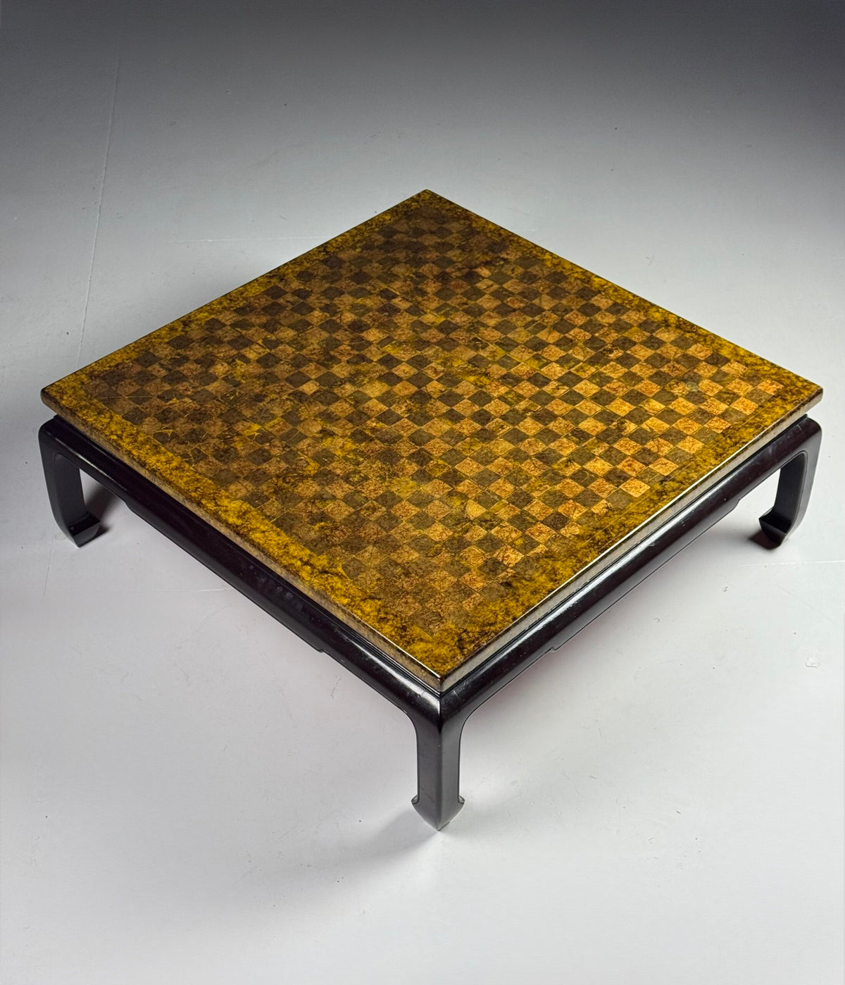 Square Asian Vintage Coffee Table with Chessboard Top, photo 11
