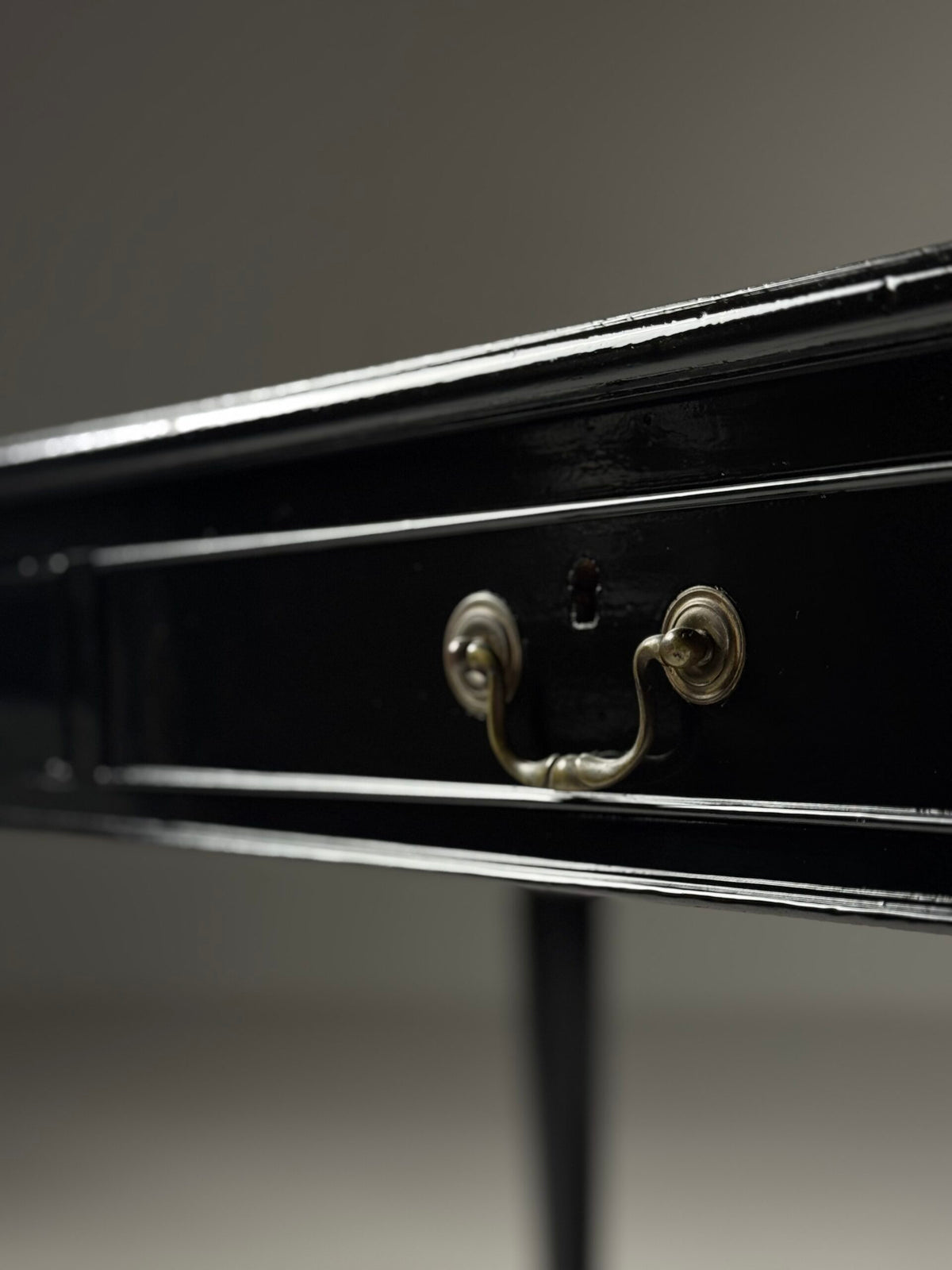 English Black Lacquered Mahogany Writing Table, Late 19th Century, photo 28