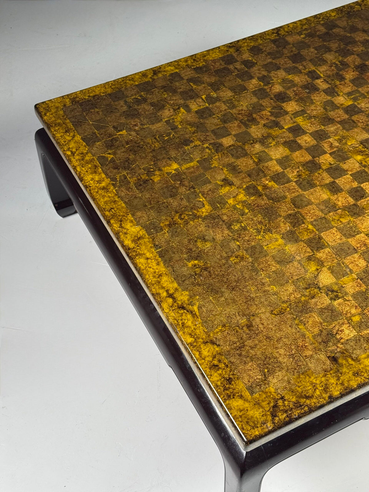 Square Asian Vintage Coffee Table with Chessboard Top, photo 15