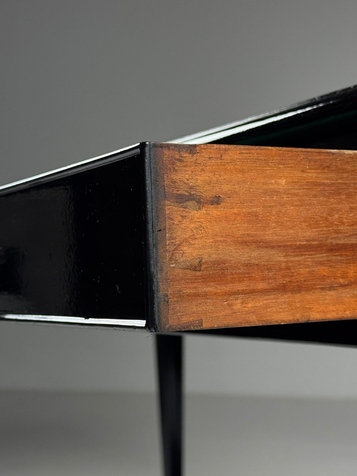 English Black Lacquered Mahogany Writing Table, Late 19th Century, photo 17