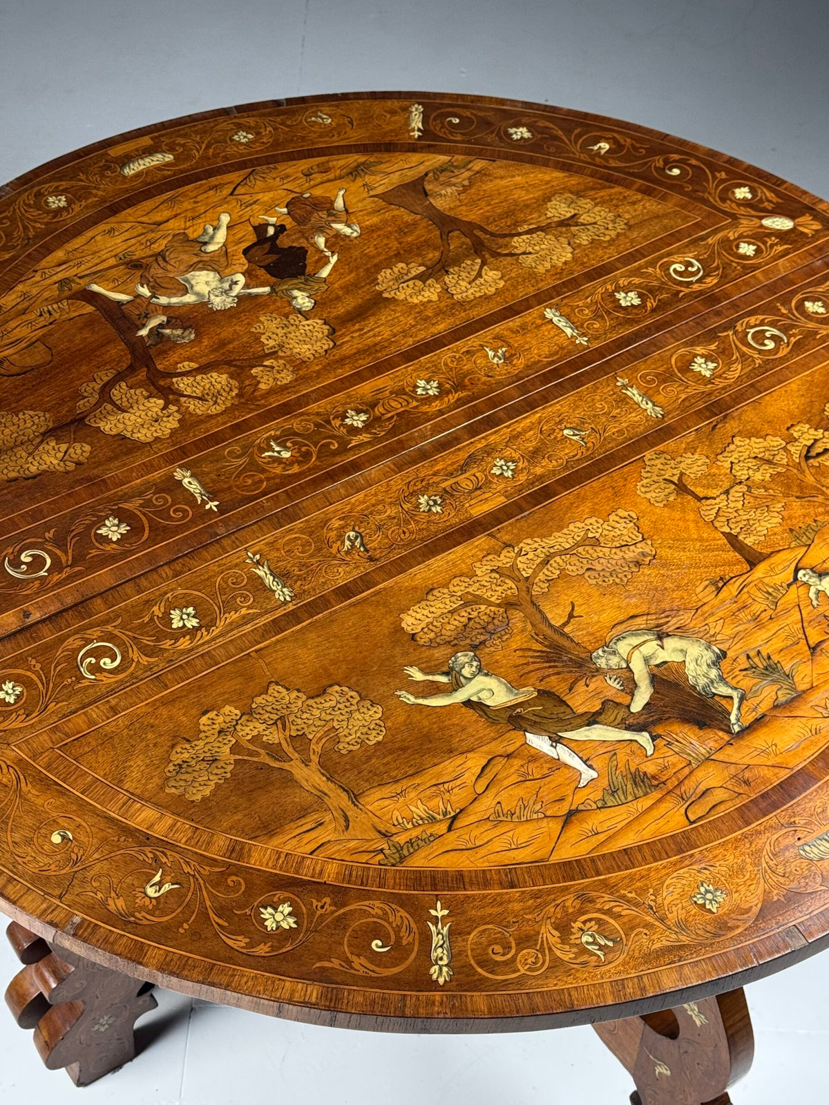 Pair of Italian Demi Lune Tables Inlaid with Bone, 19th Century, photo 11