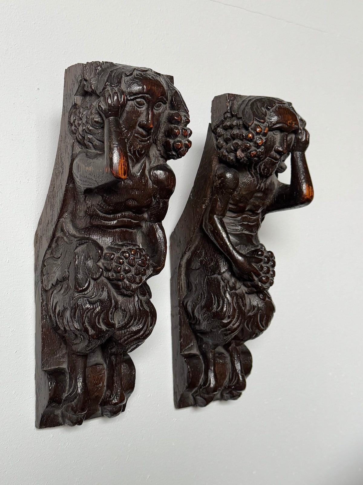 Pair of Hand Carved Wooden Satyrs, 17th or 18th Century, photo 3