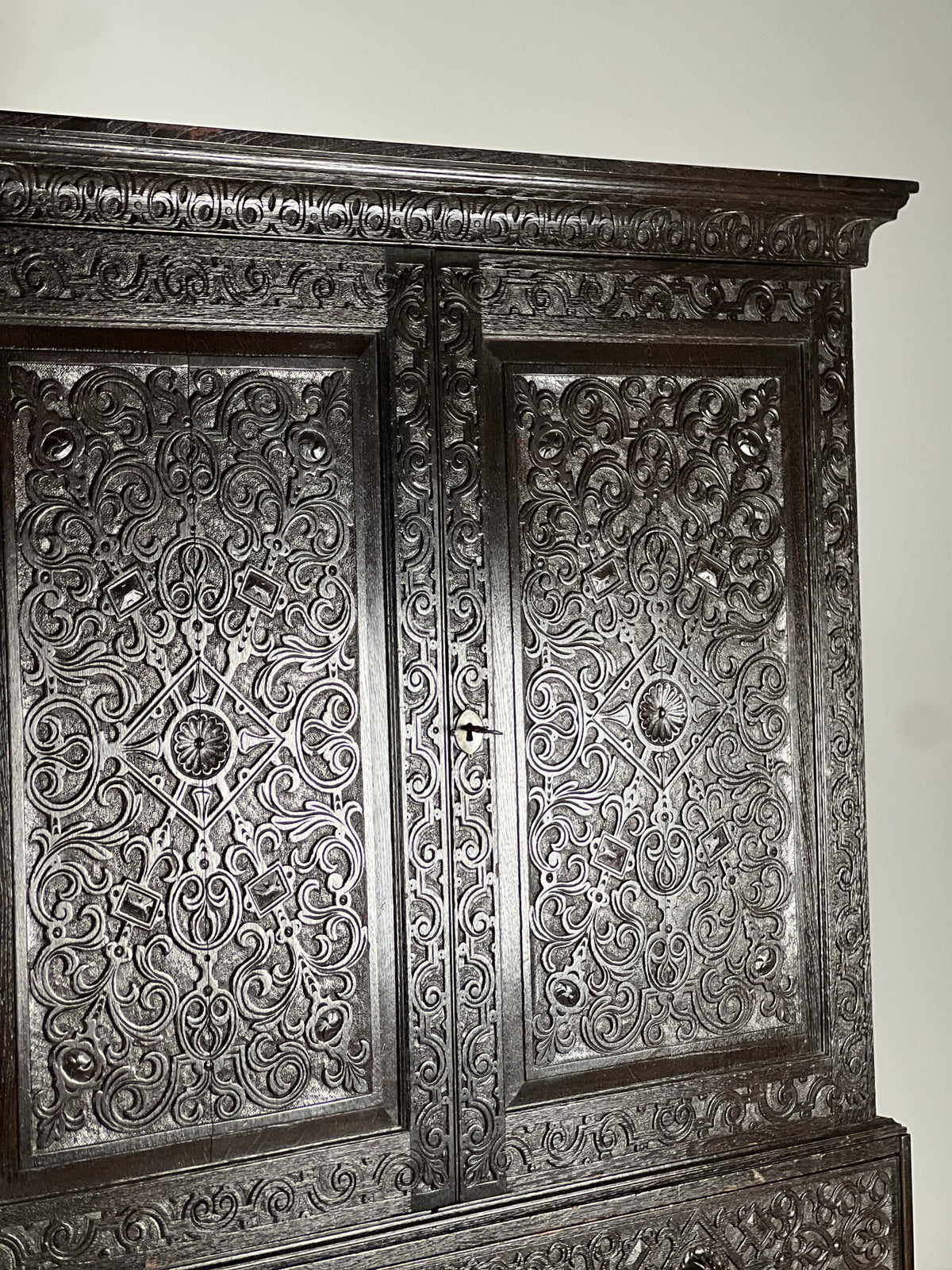 Victorian Oak Cabinet with Hand Carved Panels, c. 1860, photo 2