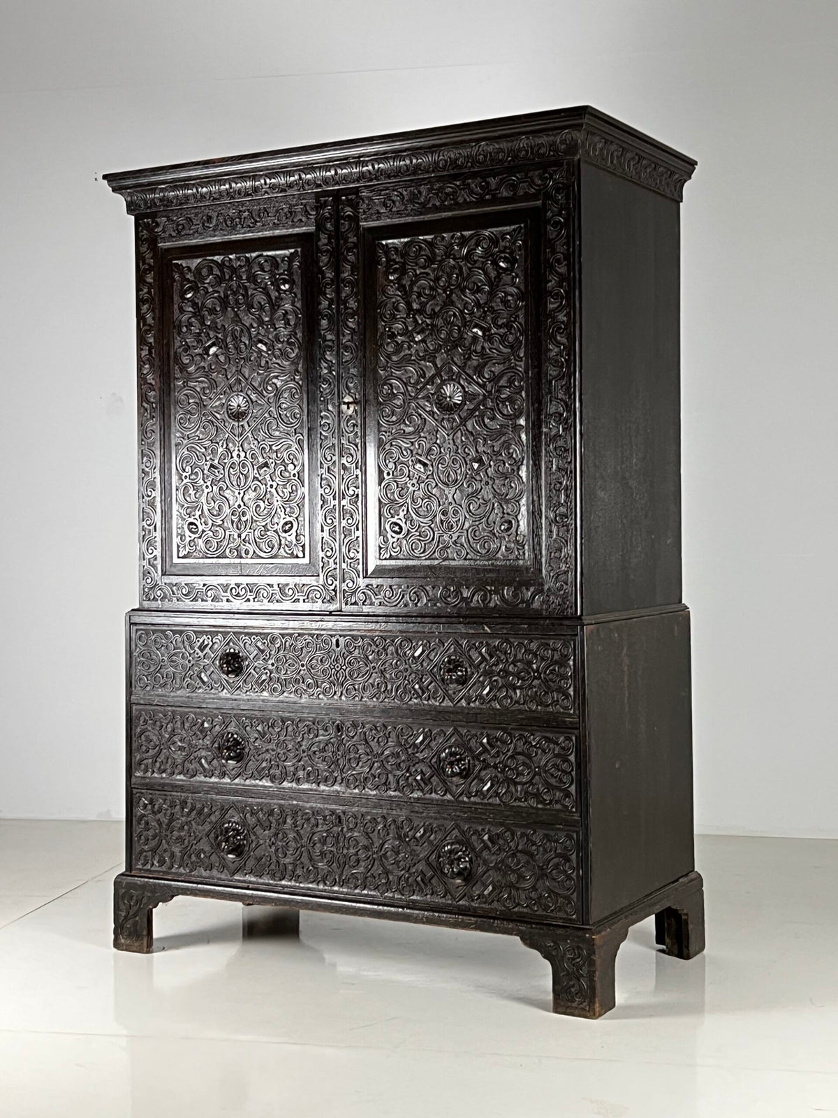 Victorian Oak Cabinet with Hand Carved Panels, c. 1860, photo 1