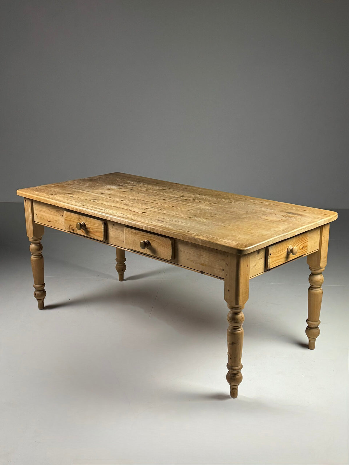 Rustic Solid Pine Dining Table with Six Drawers, 190 cm, photo 1