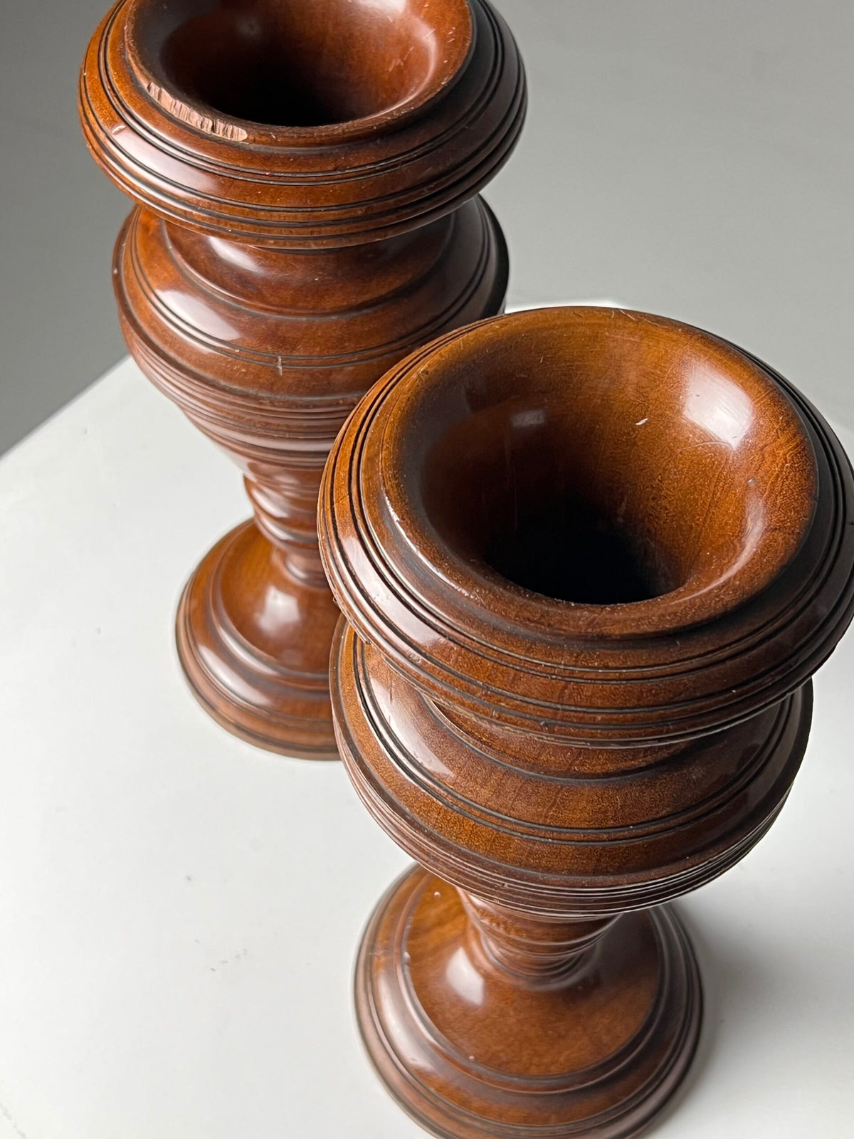 Pair of Solid Mahogany Candlesticks or Vases, France c. 1900, photo 4