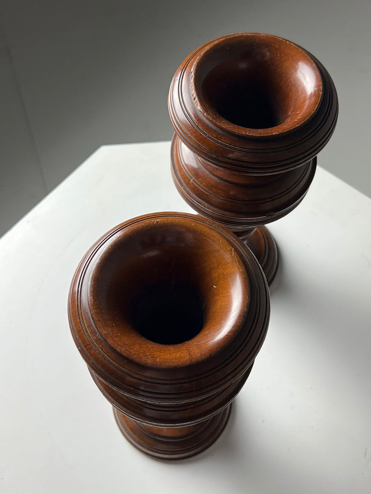 Pair of Solid Mahogany Candlesticks or Vases, France c. 1900, photo 5