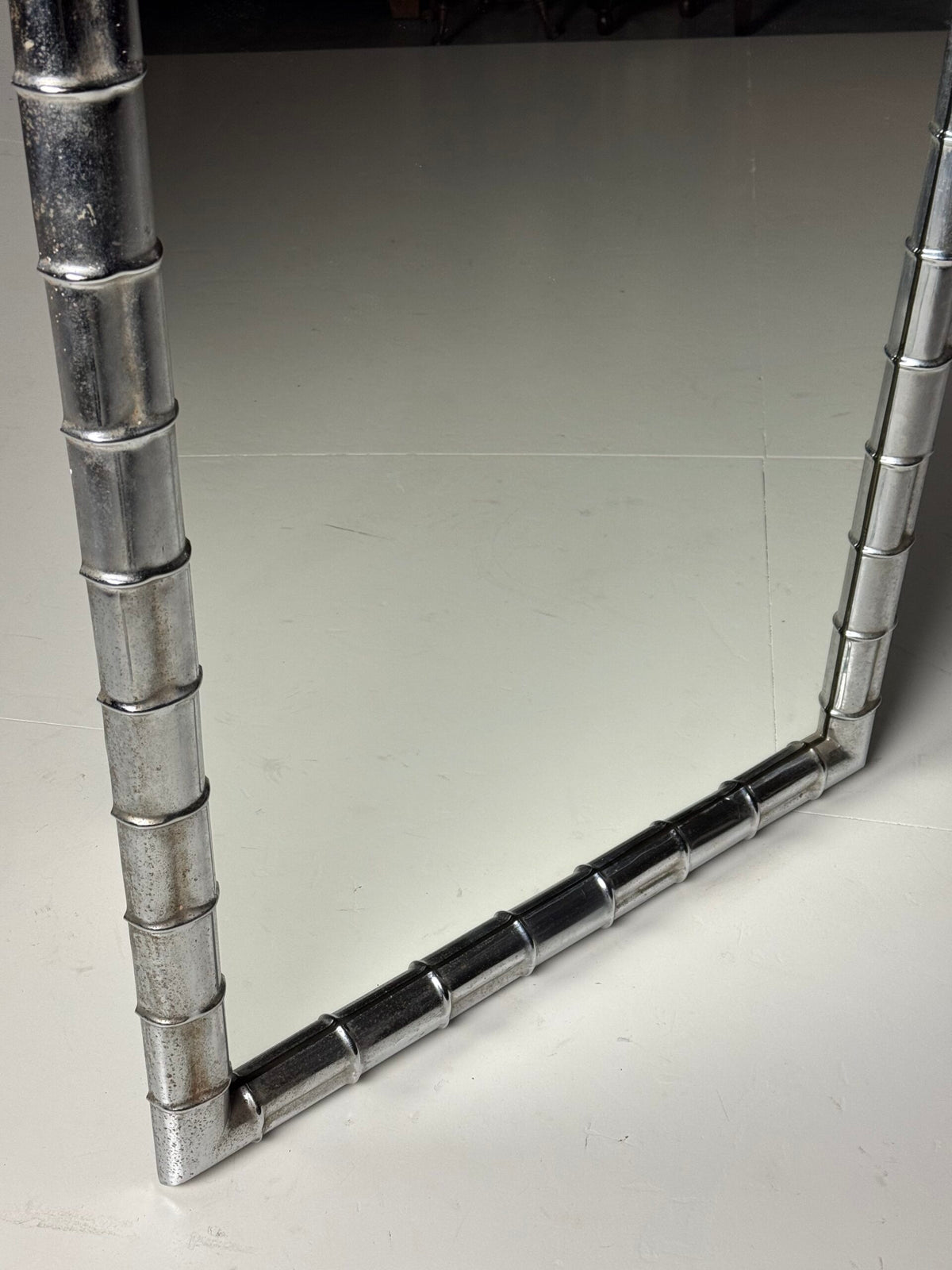 Large Chrome Faux Bamboo Mirror, 1970s to 1980s, photo 10