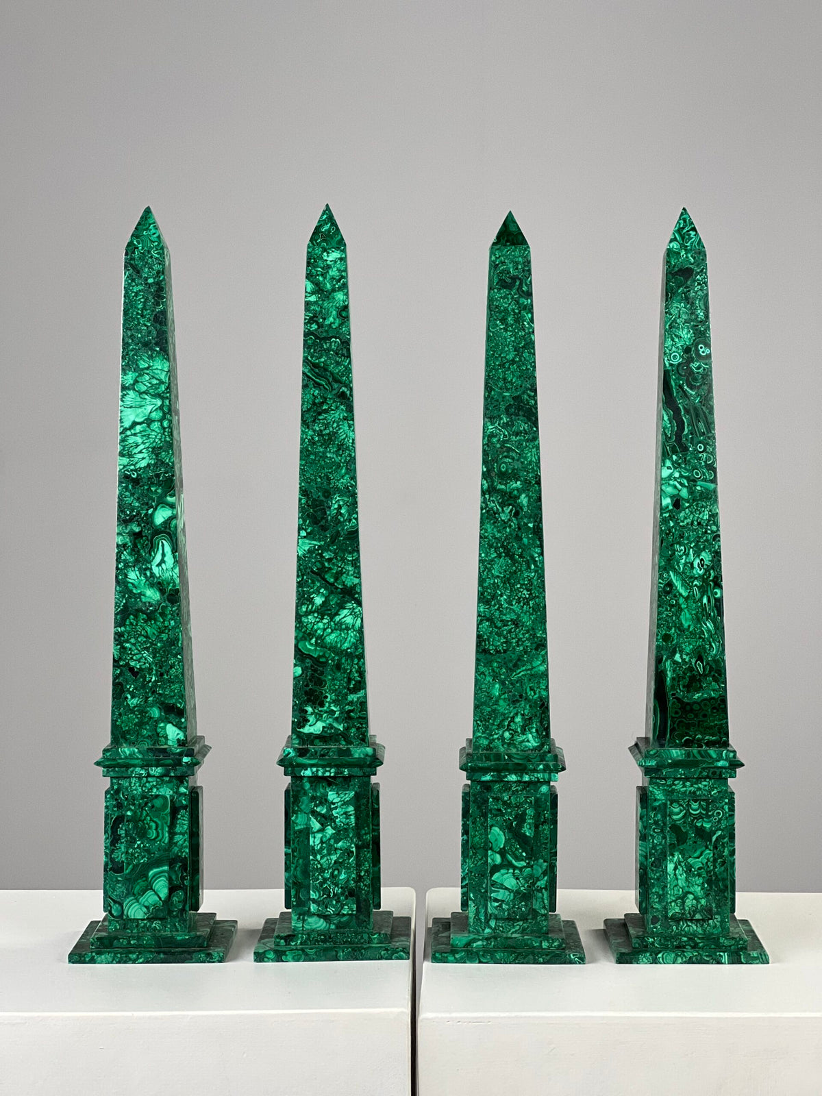 Set of Four Malachite Veneer Obelisks, Late 20th Century, photo 2