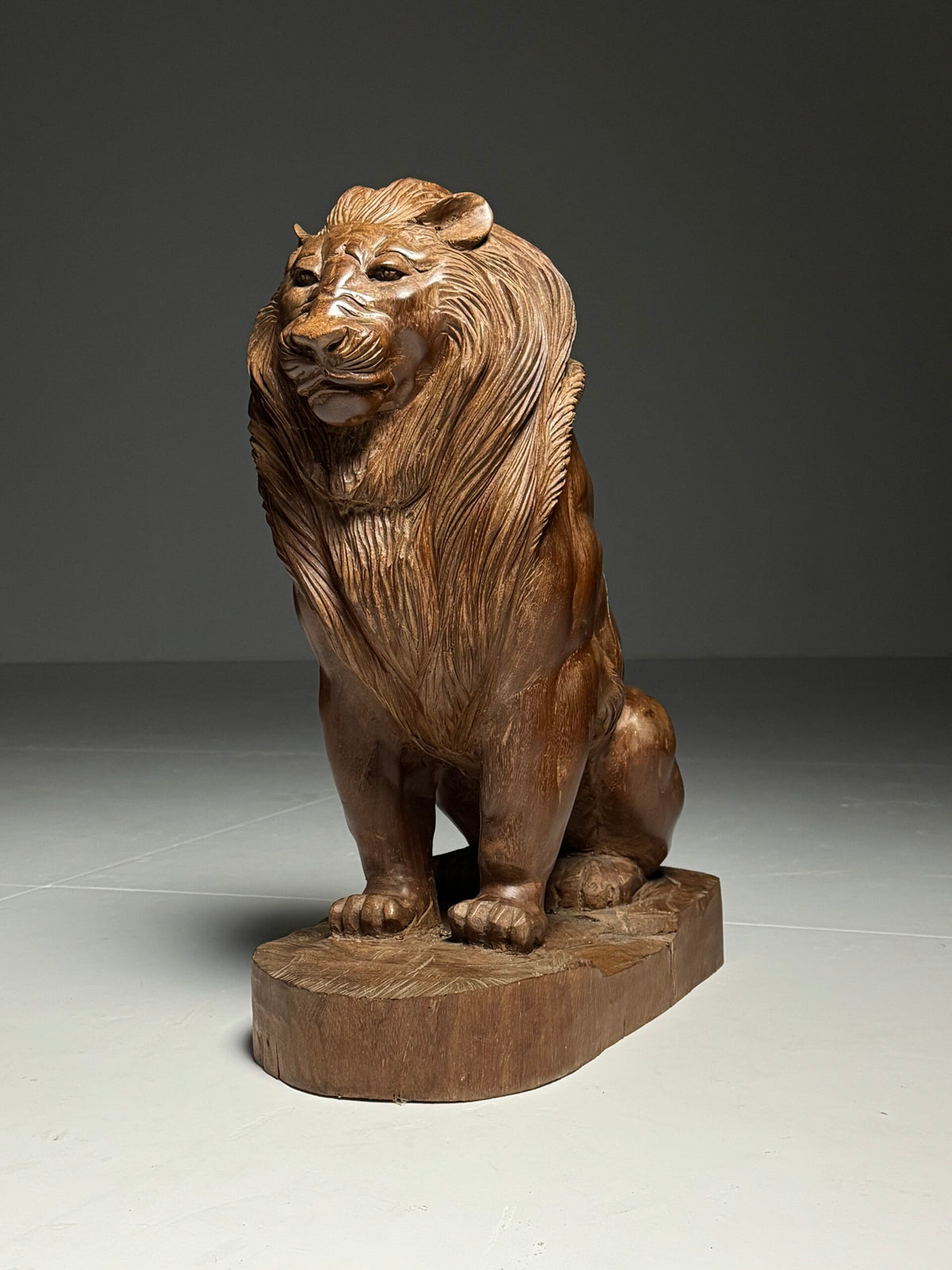 Large Carved Wooden Seated Lion, South East Asia, Late 20th Century, photo 2