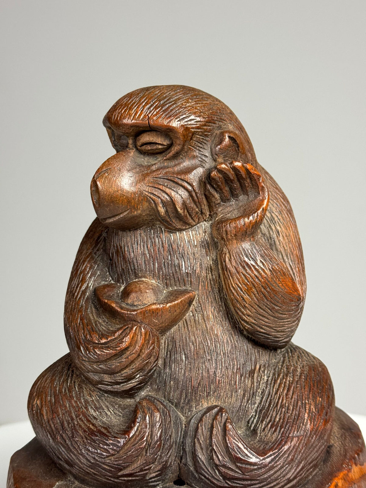 Hand Carved Wooden Monkey Sculpture, 20th Century, photo 2
