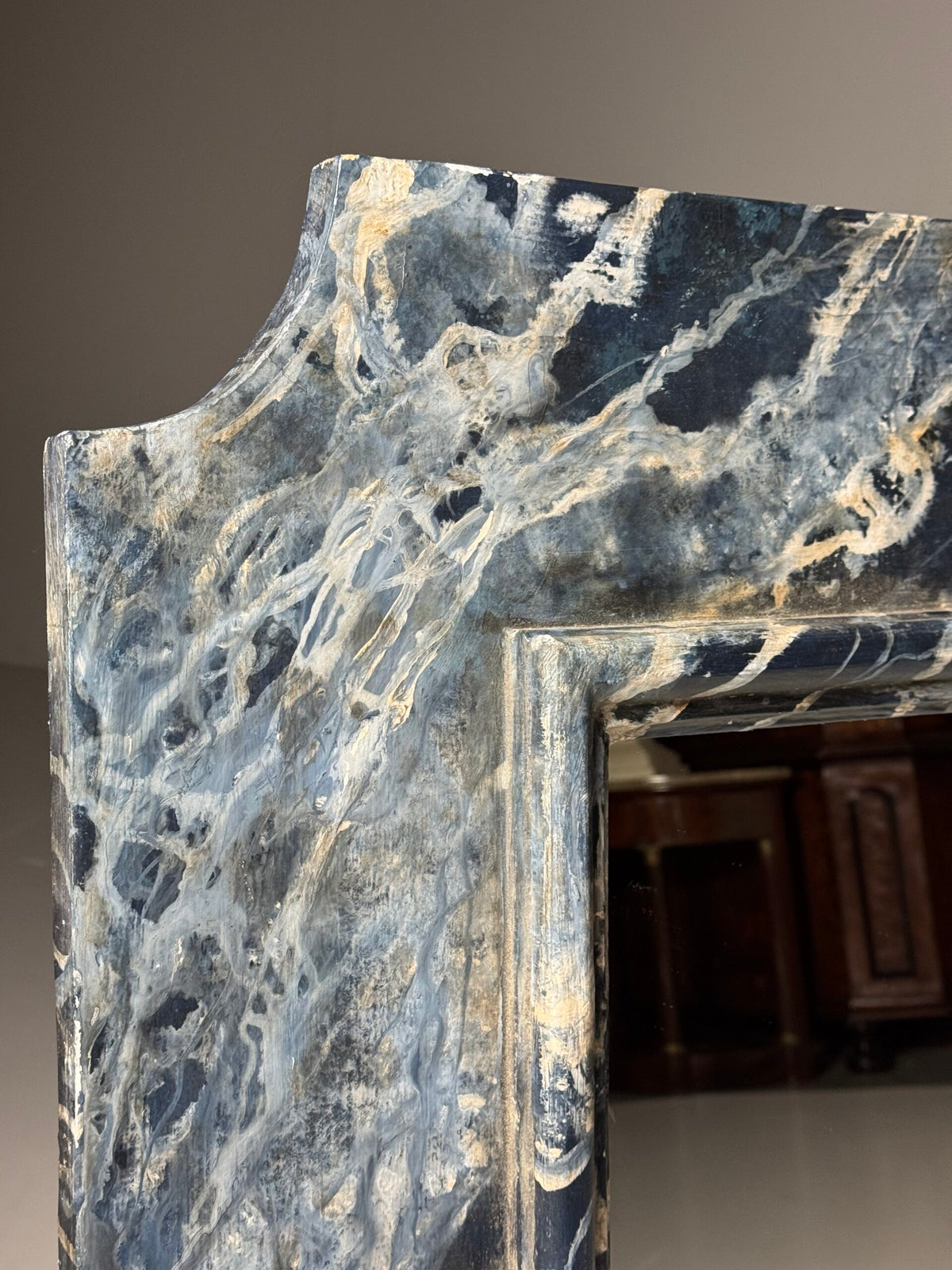 Large French Faux Marbre Painted Mirror, c. 1900, photo 4