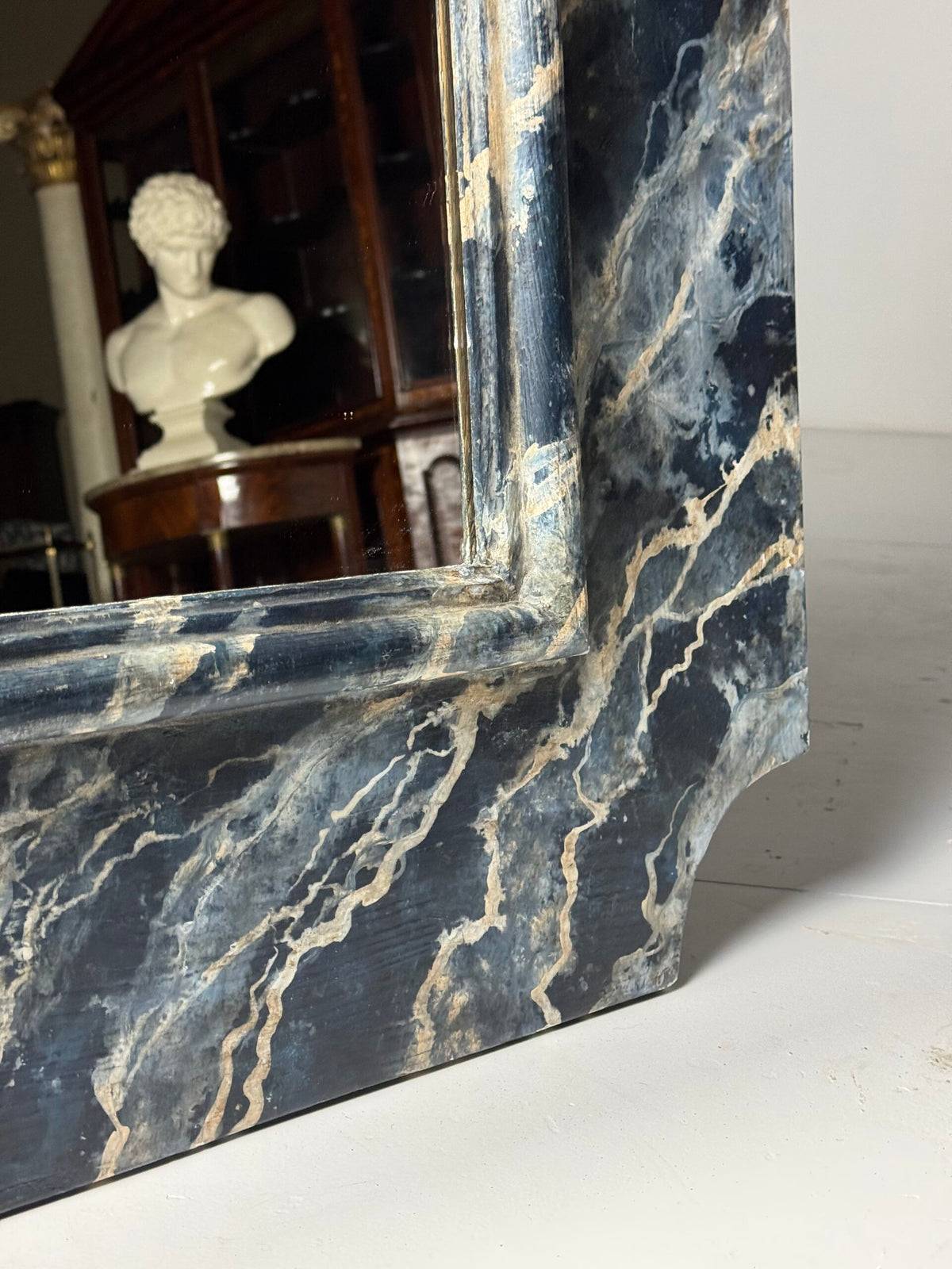 Large French Faux Marbre Painted Mirror, c. 1900, photo 7