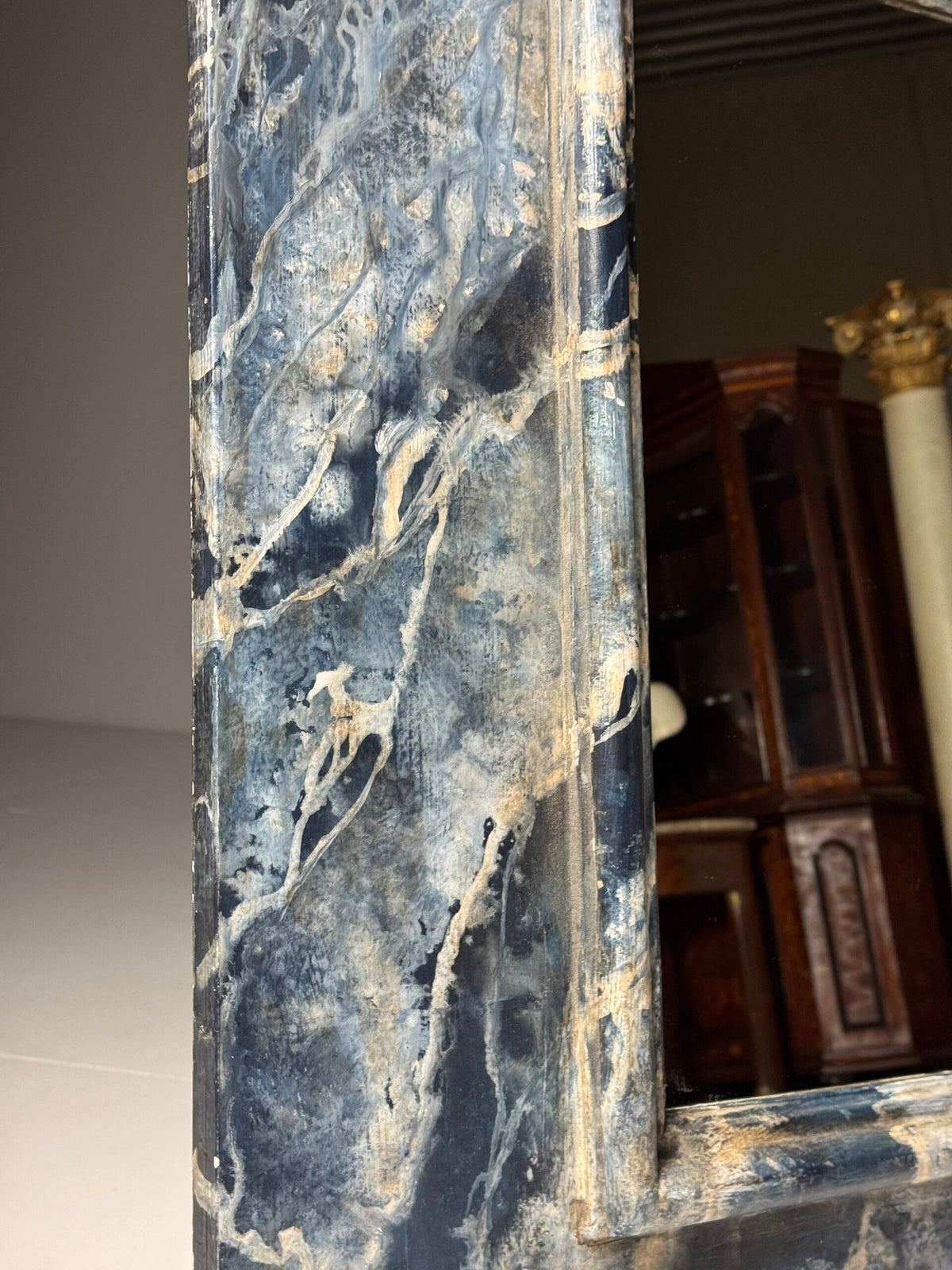 Large French Faux Marbre Painted Mirror, c. 1900, photo 9