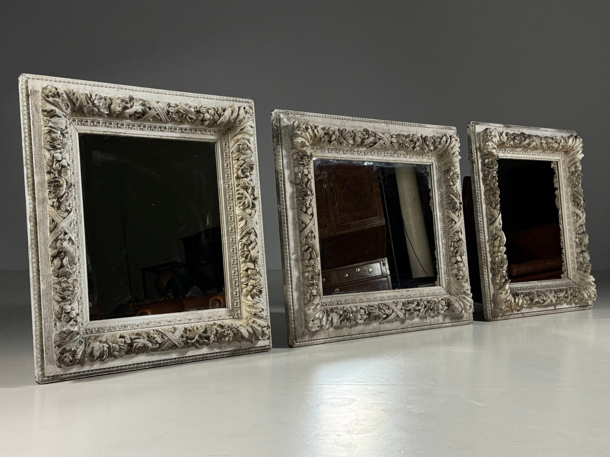 Set of Three White French Mirrors, Early to Mid 20th Century, photo 8