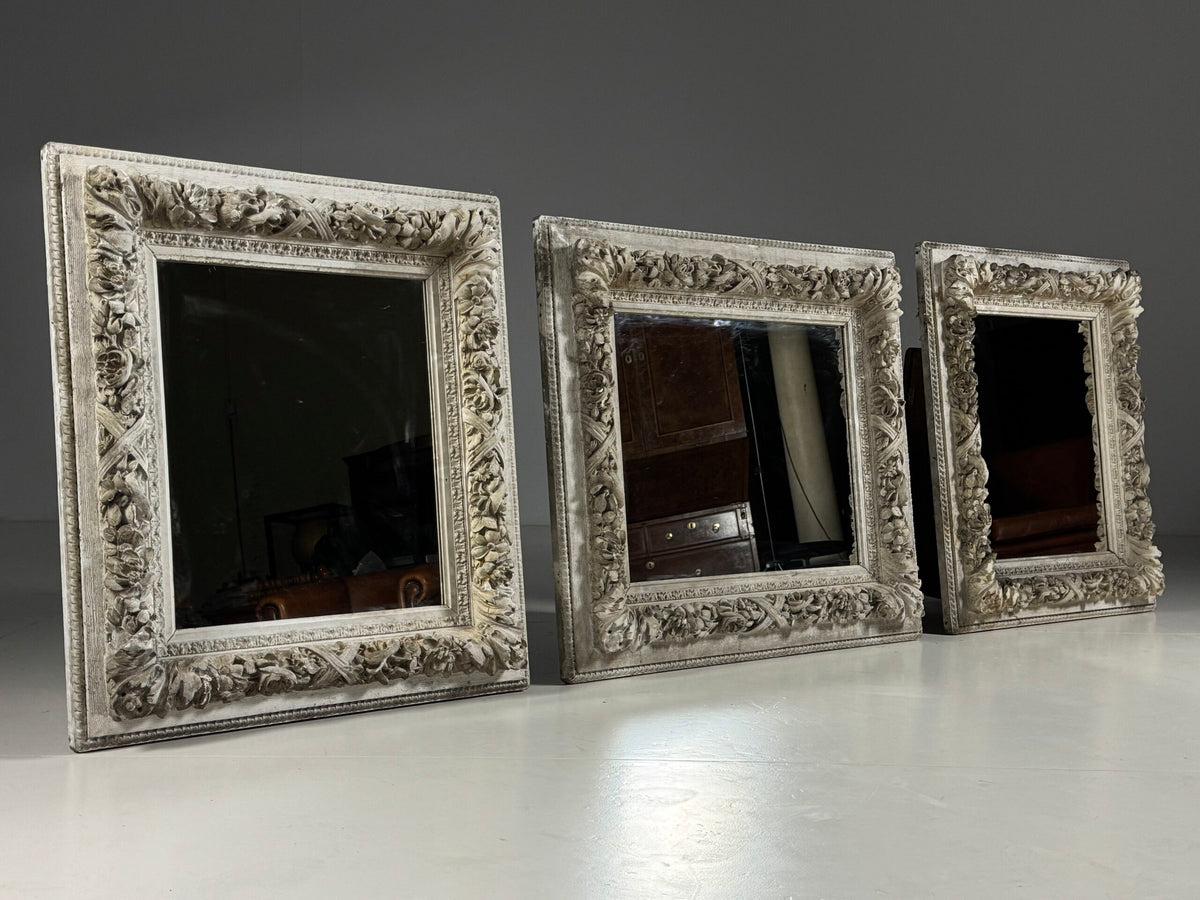 Set of Three White French Mirrors, Early to Mid 20th Century, photo 7