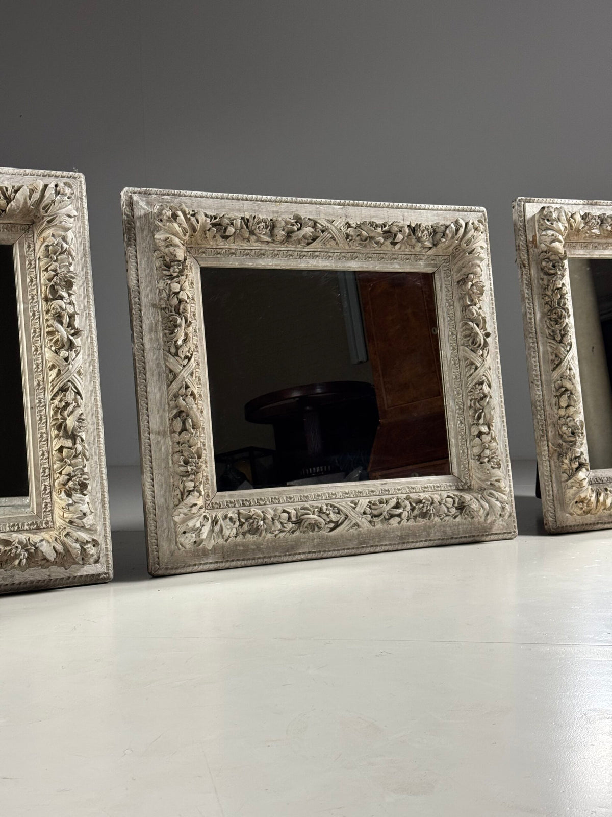Set of Three White French Mirrors, Early to Mid 20th Century, photo 5