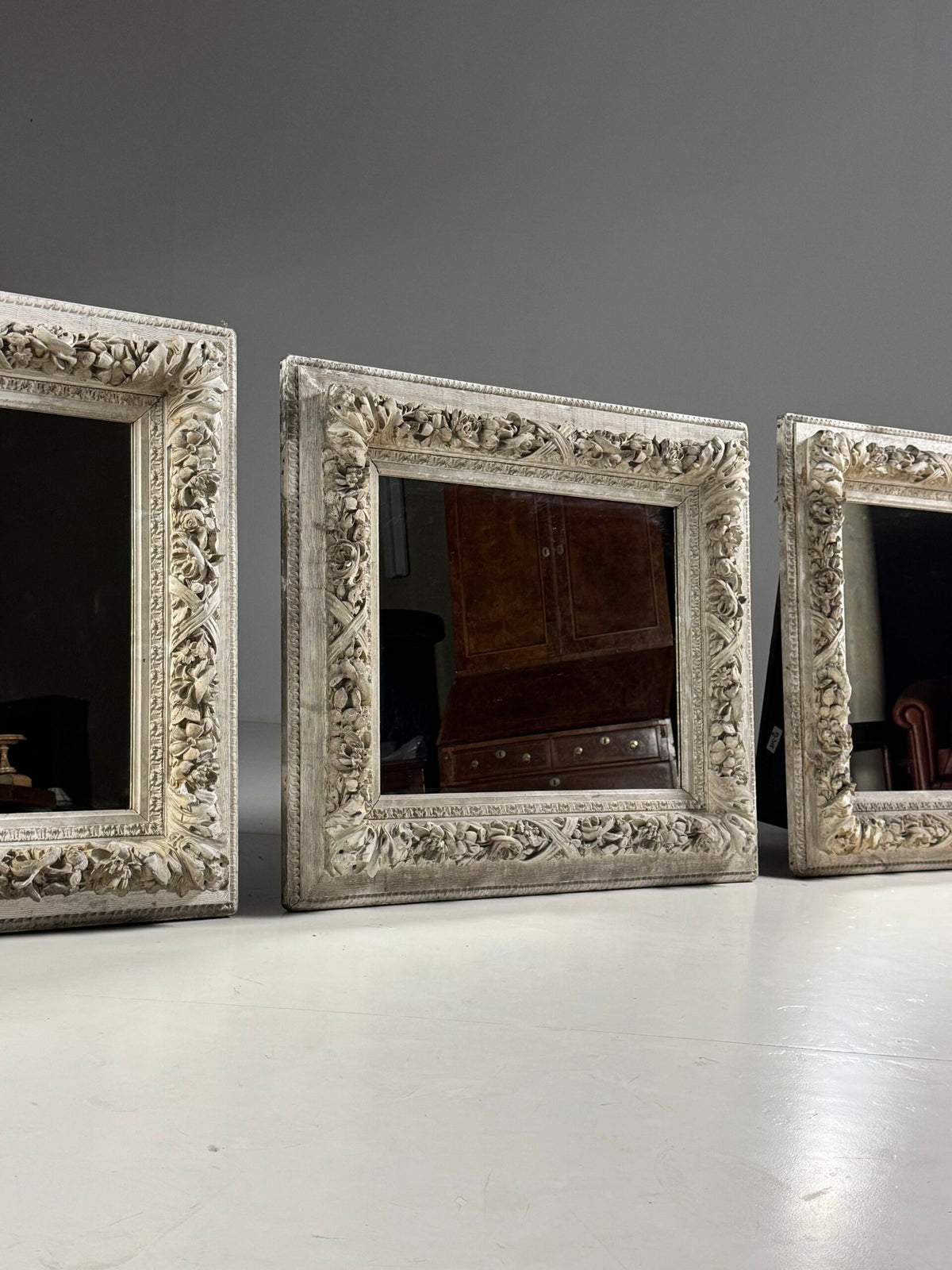 Set of Three White French Mirrors, Early to Mid 20th Century, photo 1