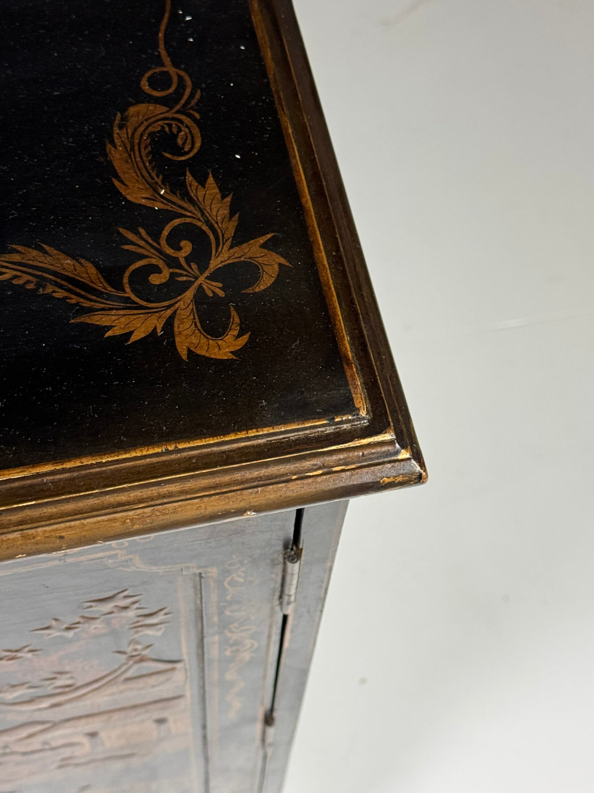 English Black Lacquer Chinoiserie Cabinet, Mid 20th Century, photo 19