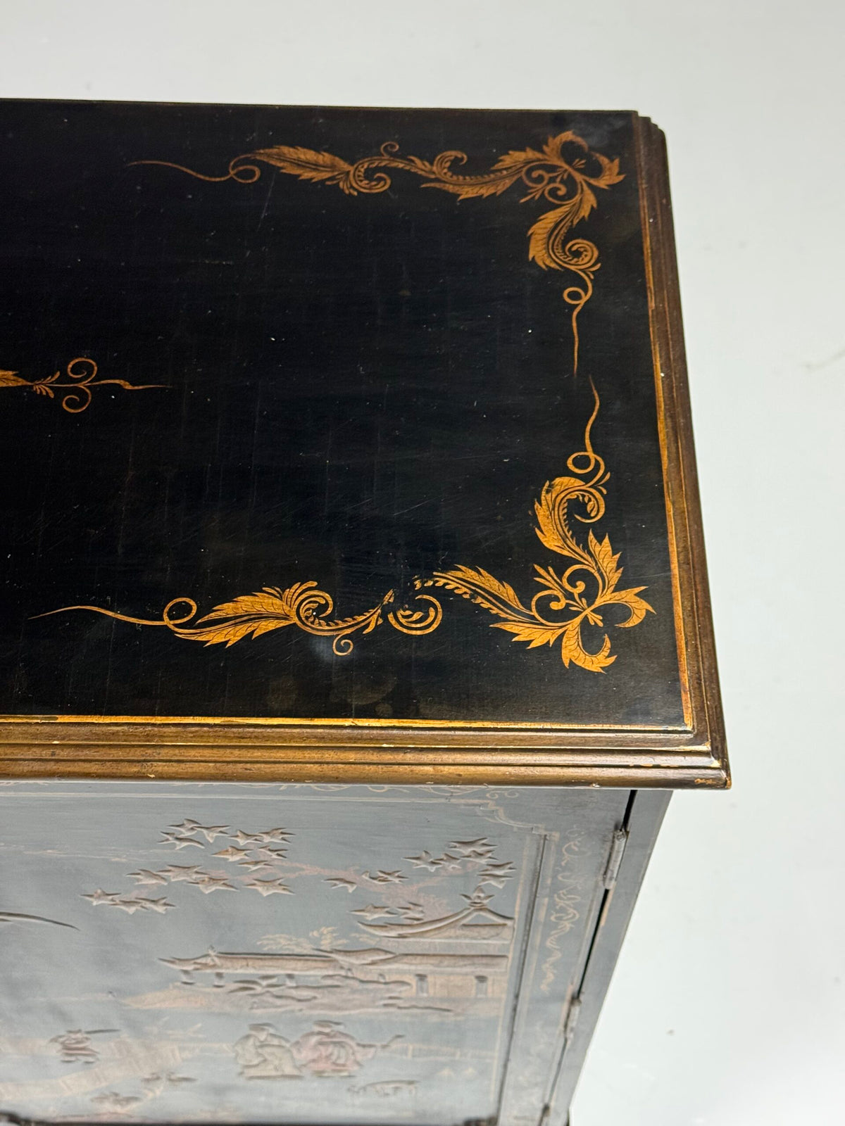 English Black Lacquer Chinoiserie Cabinet, Mid 20th Century, photo 18