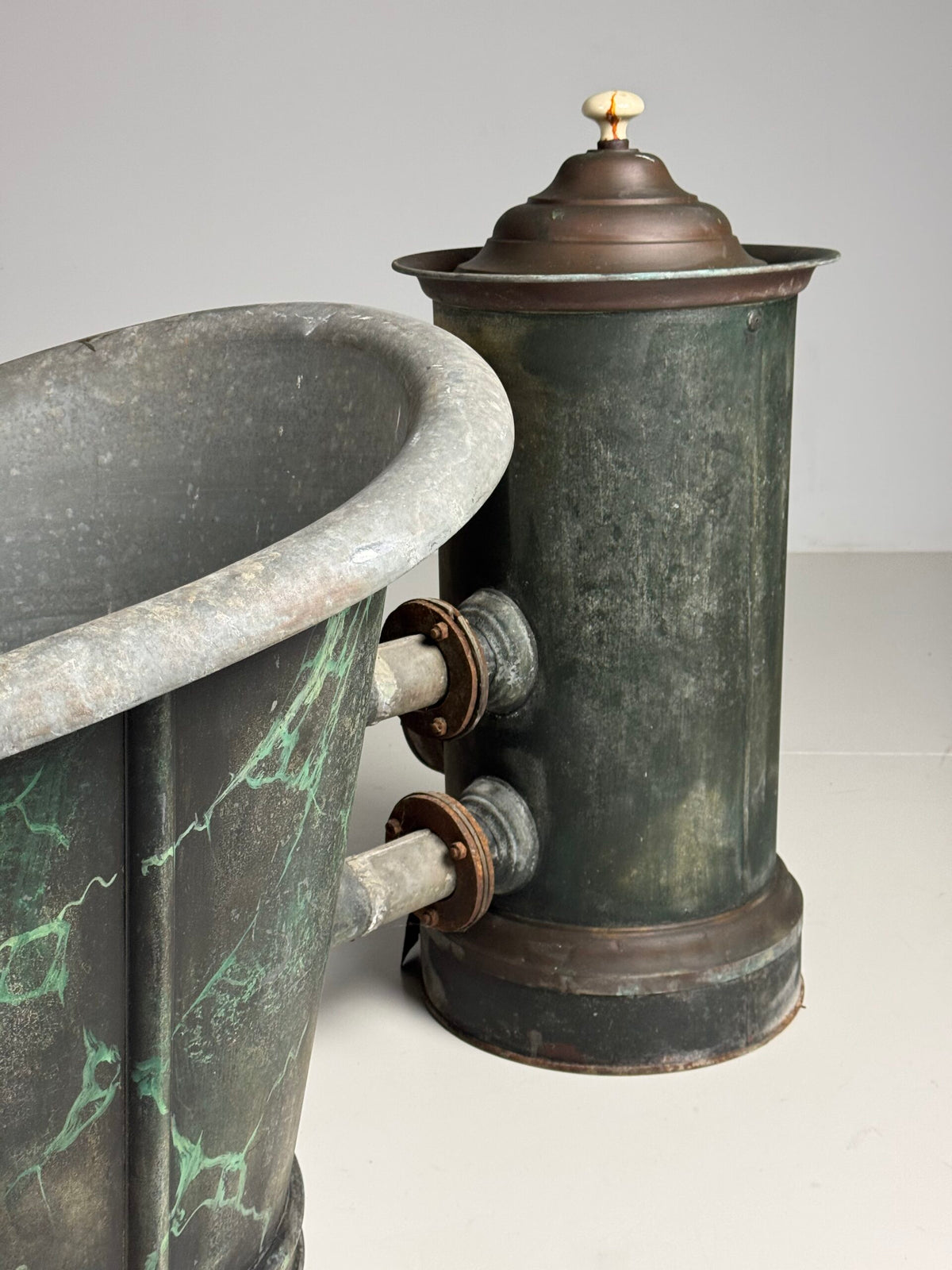 French Faux Marbre Painted Bathtub, c. 1900, photo 10