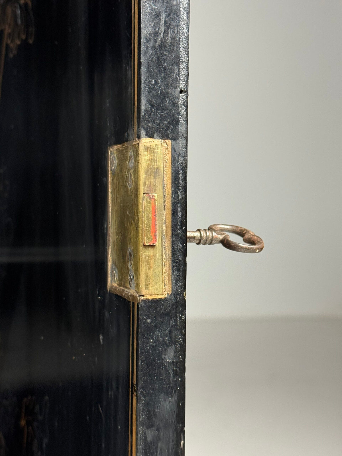 English Black Lacquer Chinoiserie Cabinet, Mid 20th Century, photo 12